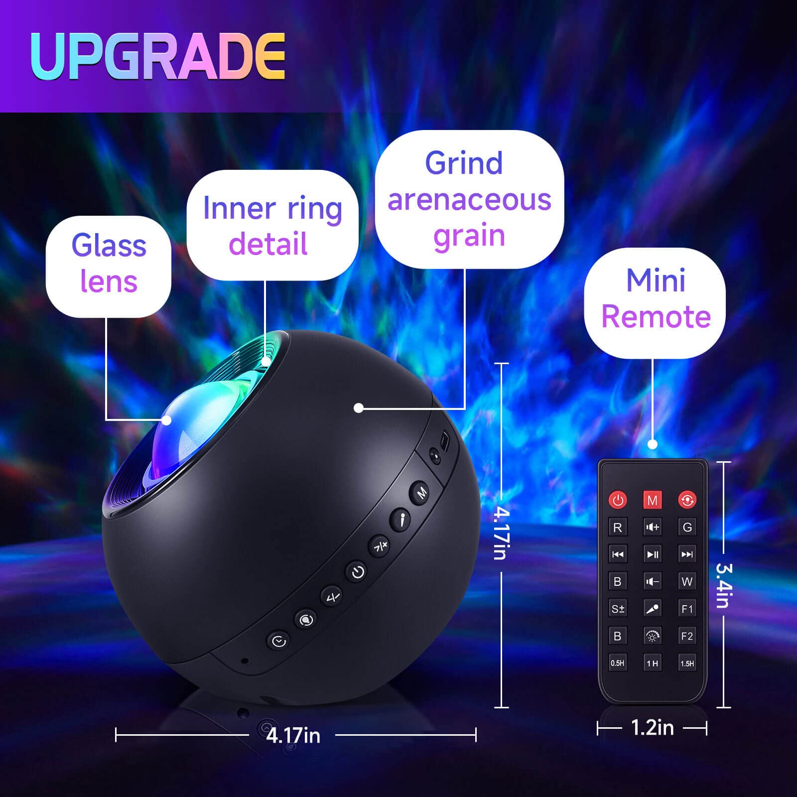 One Fire Star Projector Galaxy Light with Bluetooth Speaker, 15 White Noise Options, Remote Timer, Mood Lighting for Kids Room Decor
