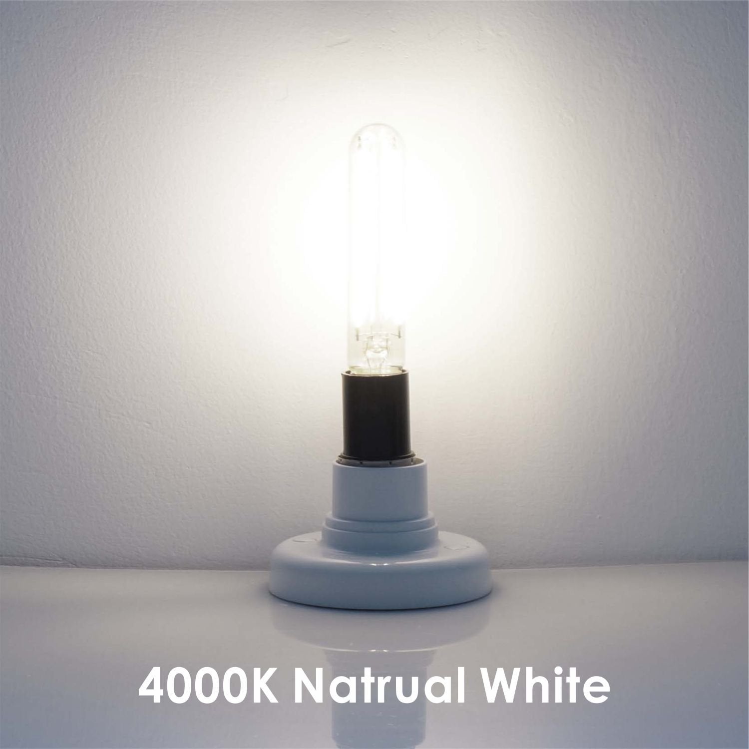 Hizashi 4W LED T6.5 Tubular Filament Bulb E17 Intermediate Base Dimmable 4.7'' Length 40W Equivalent Light Bulb 4000K Cool White