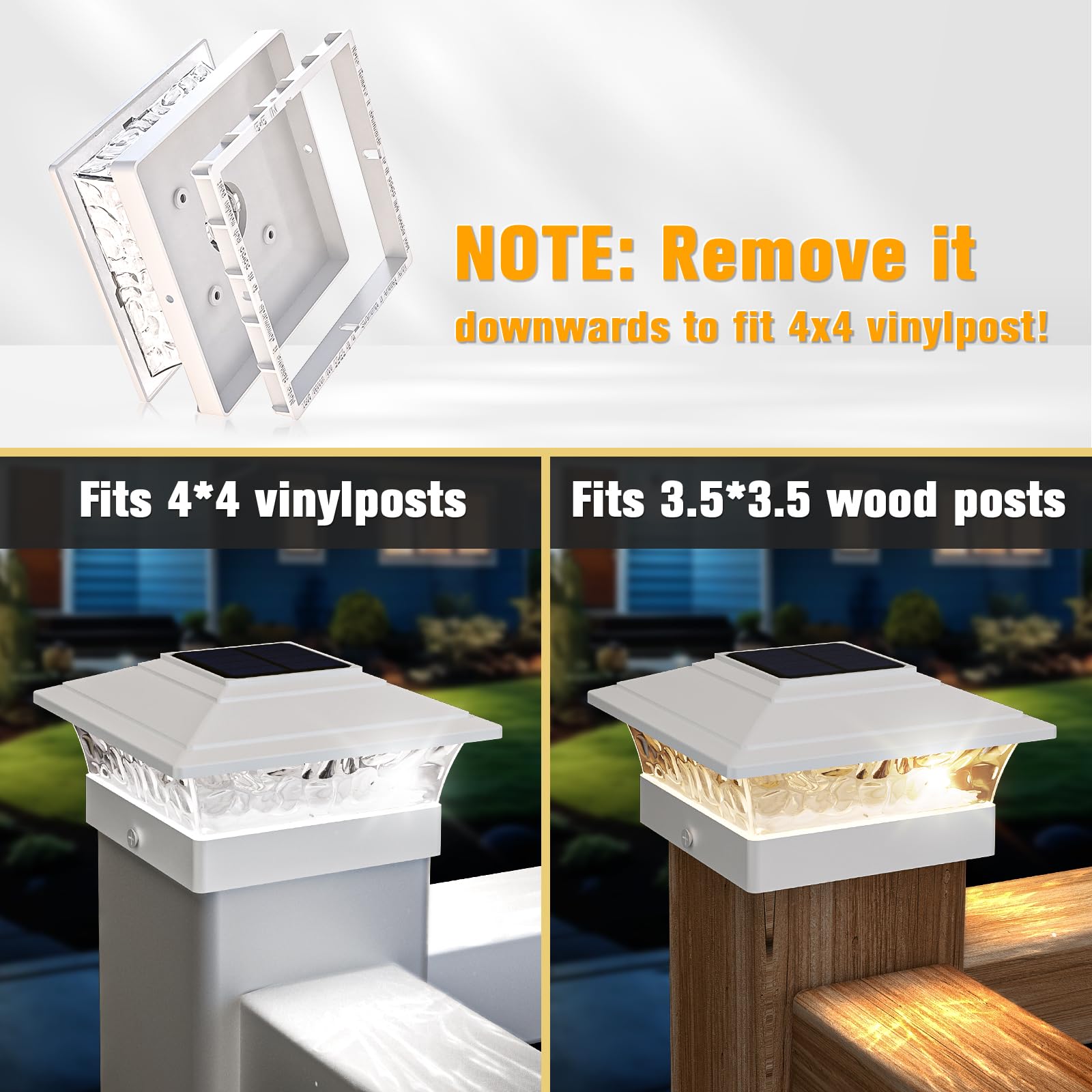 Jofios Solar Post Cap Lights 6-Pack, Waterproof Led For 4X4 Vinyl/Wood Posts, White