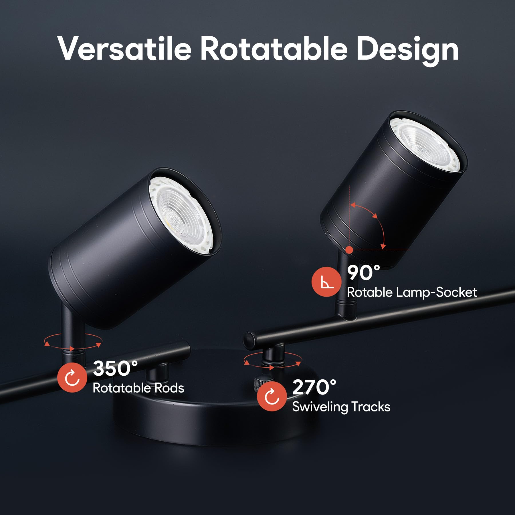 Vonluce 4 Light Track Light Fixture  Led Track Lighting Kit With Rotatable Track Heads  3-Color Gu10 Bulbs Included  Modern Ceiling Spotlight For Kitchen Office Closet Studio Bedroom  Black