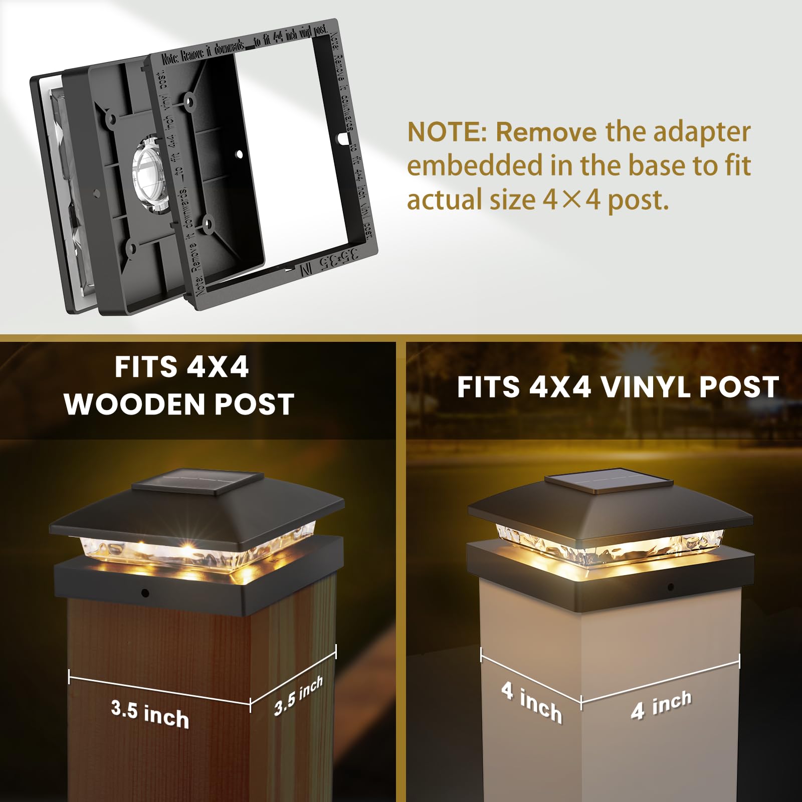 Solar Post Cap Lights Outdoor 12Pack, Black Waterproof Solar Powered Deck Fence Post Lights Fit 4X4 Wood/Vinyl Posts, Bright War