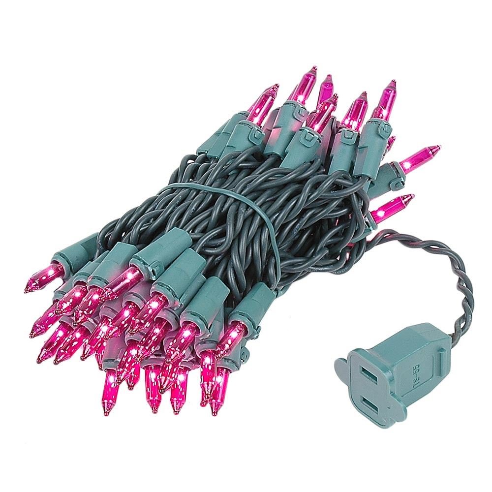 Novelty Lights 50 Light Purple Christmas Mini String Light Set, Green Wire, Indoor/Outdoor UL Listed, 11' Long