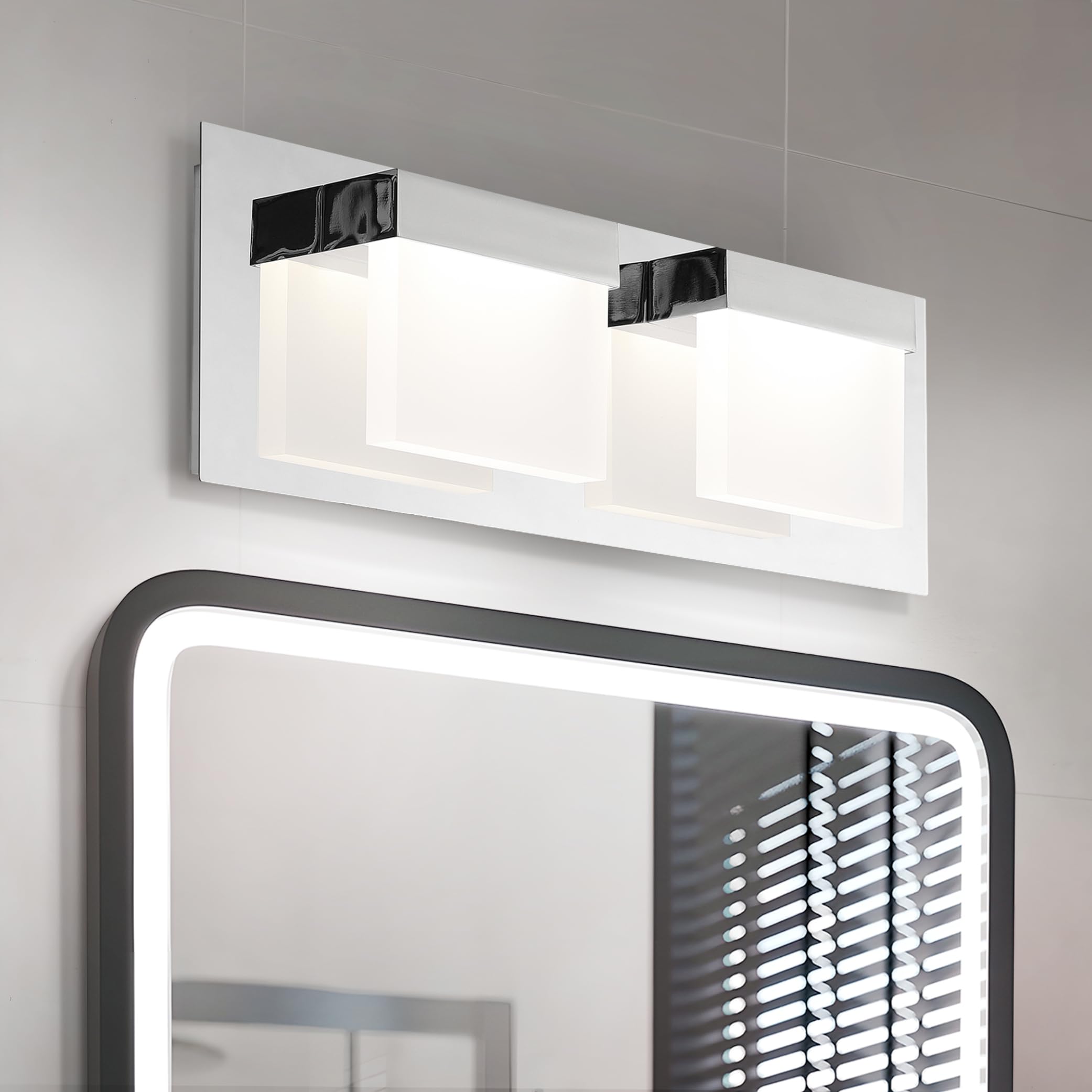 ASD LED Bathroom Vanity Light Fixture, 2-Lights, Dimmable, 12W, 650LM, 3000-5000K, Chrome, Model A-LVF24M