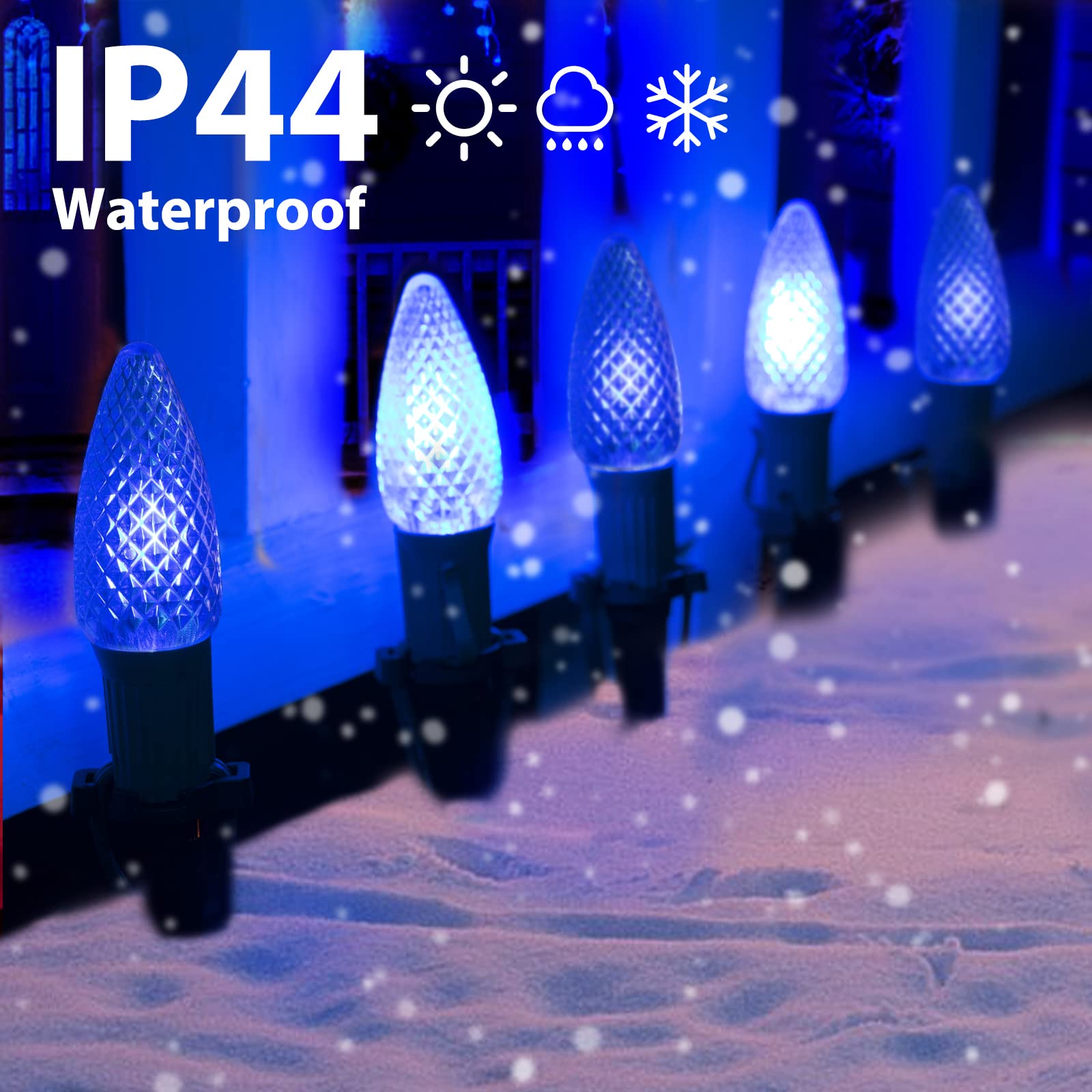 Christmas Pathway Lights Outdoor, 2 Pack 26 Ft 20 Led C9 Strawberry String Lights With Stakes, Connectable Waterproof Outside Ch
