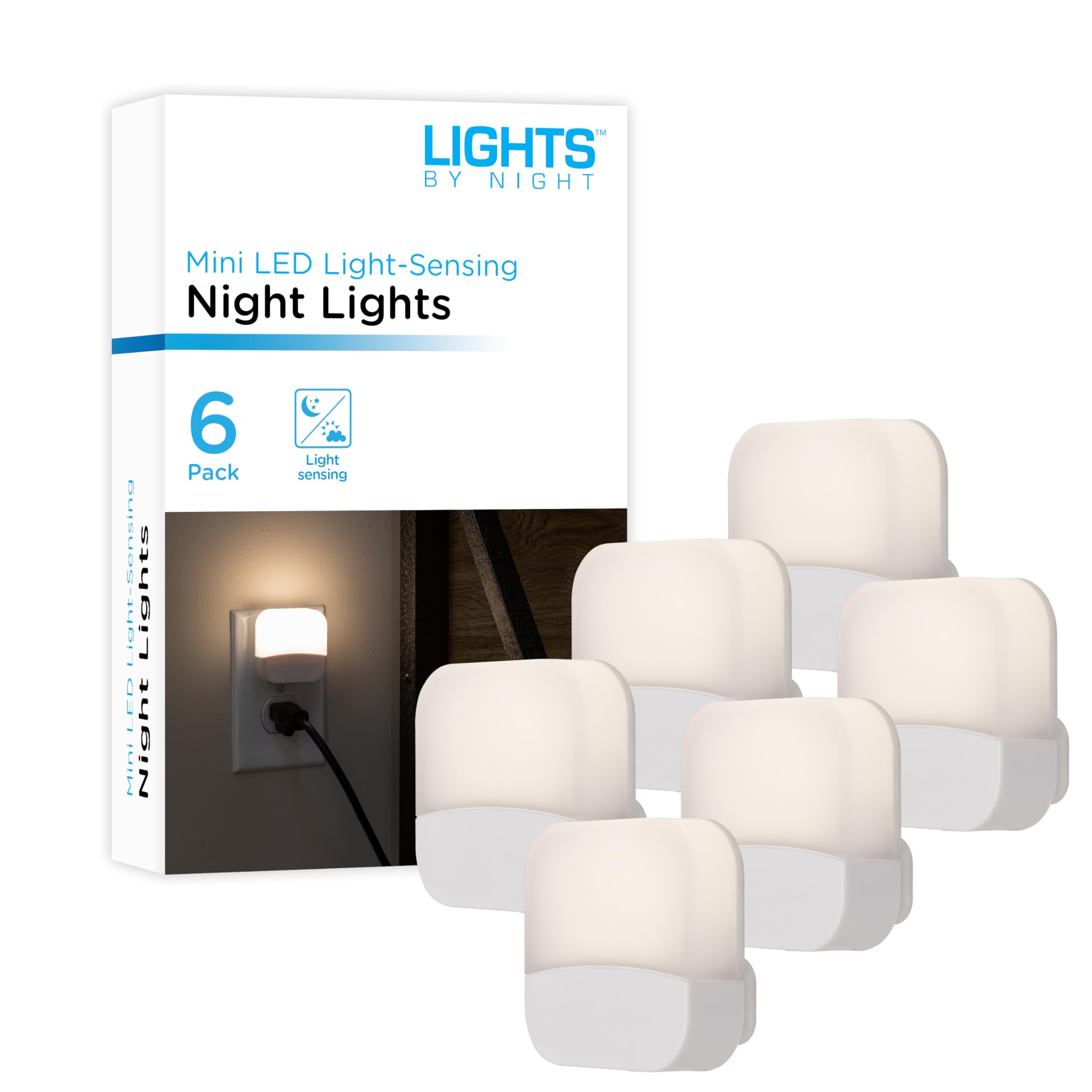 Lights by Night LED Night Light, Plug-in, Dusk to Dawn Sensor, Home Decor, Compact, Mood Lighting, Ambient Lighting, Ideal for K
