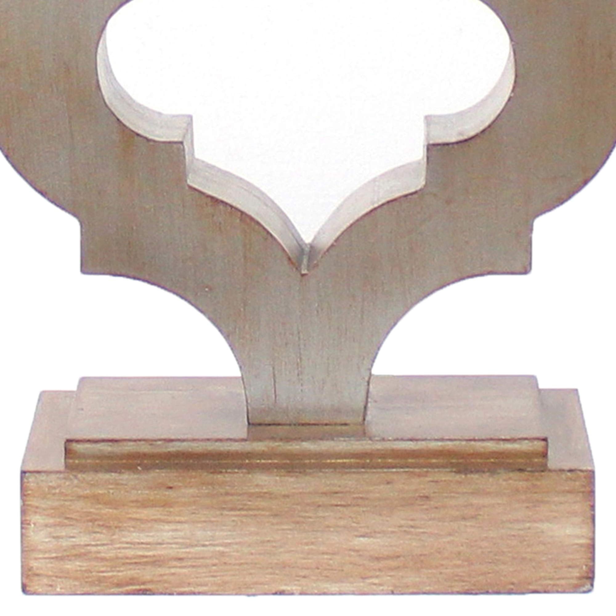 Benzara Wooden Table Lamp, Quatrefoil Design Base, Black and White, Model BM217247