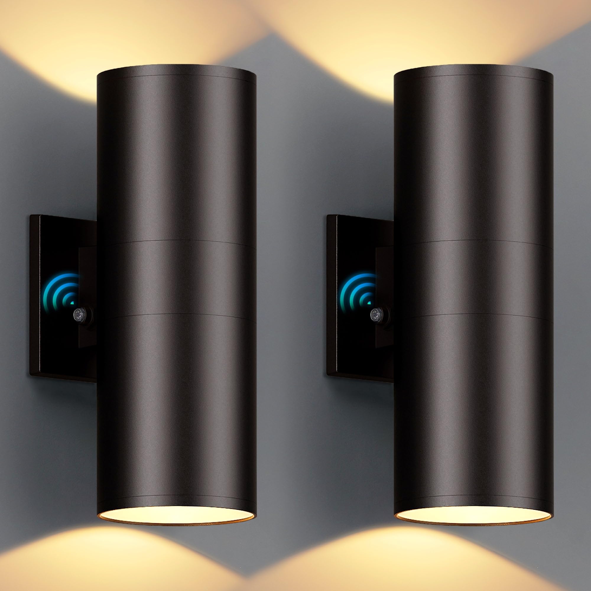 KIZON Outdoor Wall Lights Dusk to Dawn 2 Pack, Bronze Outdoor Light Fixture with LED Bulbs Included, Up and Down Outside Lights 