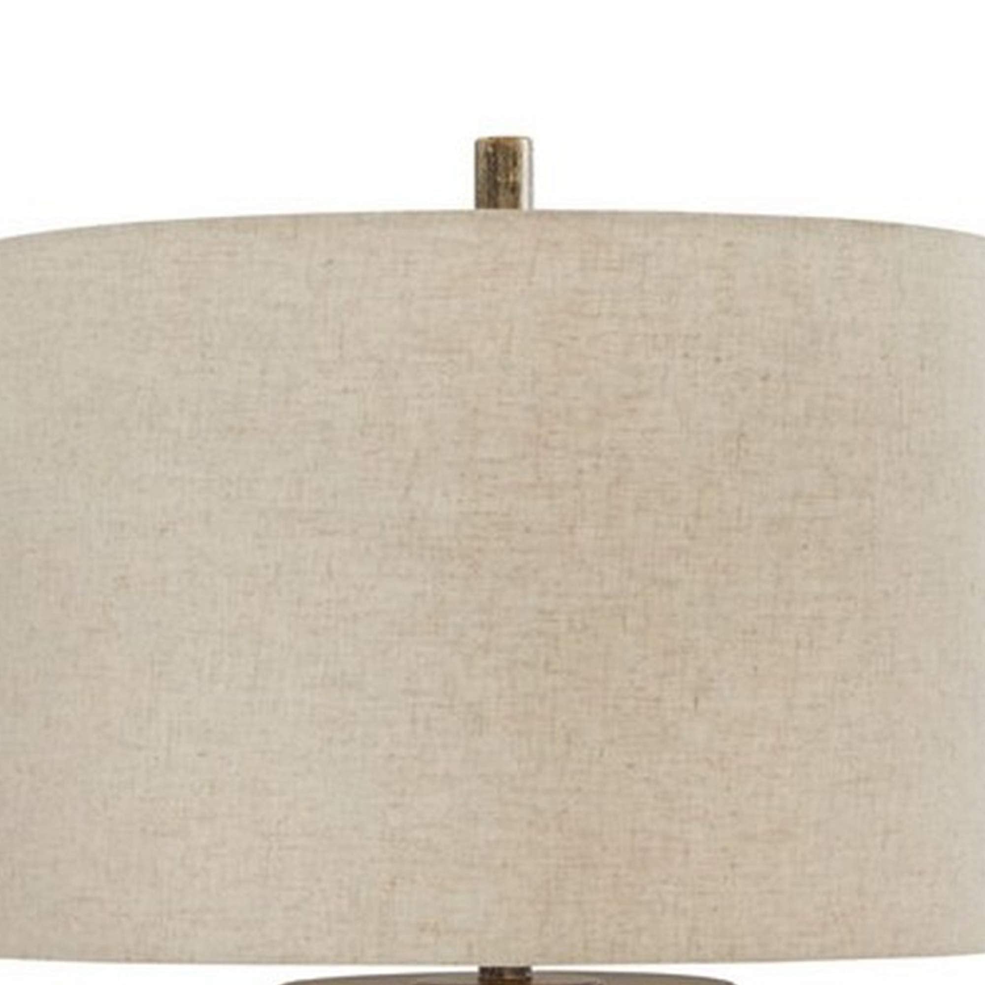 Benjara Bm227198 150W Metal Body Table Lamp With Network Design Gray & Beige