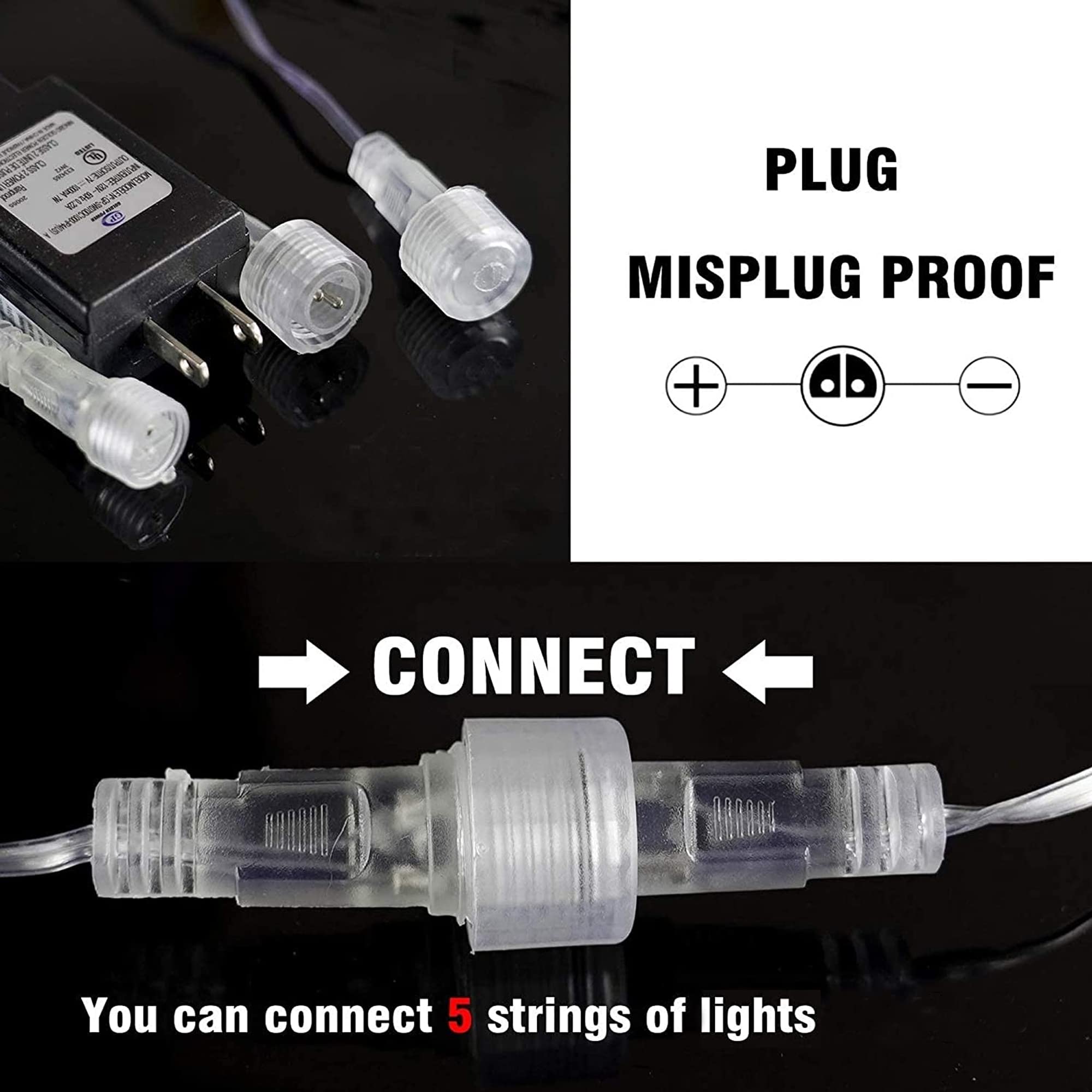 Dazzle Bright Meteor Shower 864 LED Christmas Lights, Waterproof White Rain Lights for Trees & Yards, Model HB-300COI