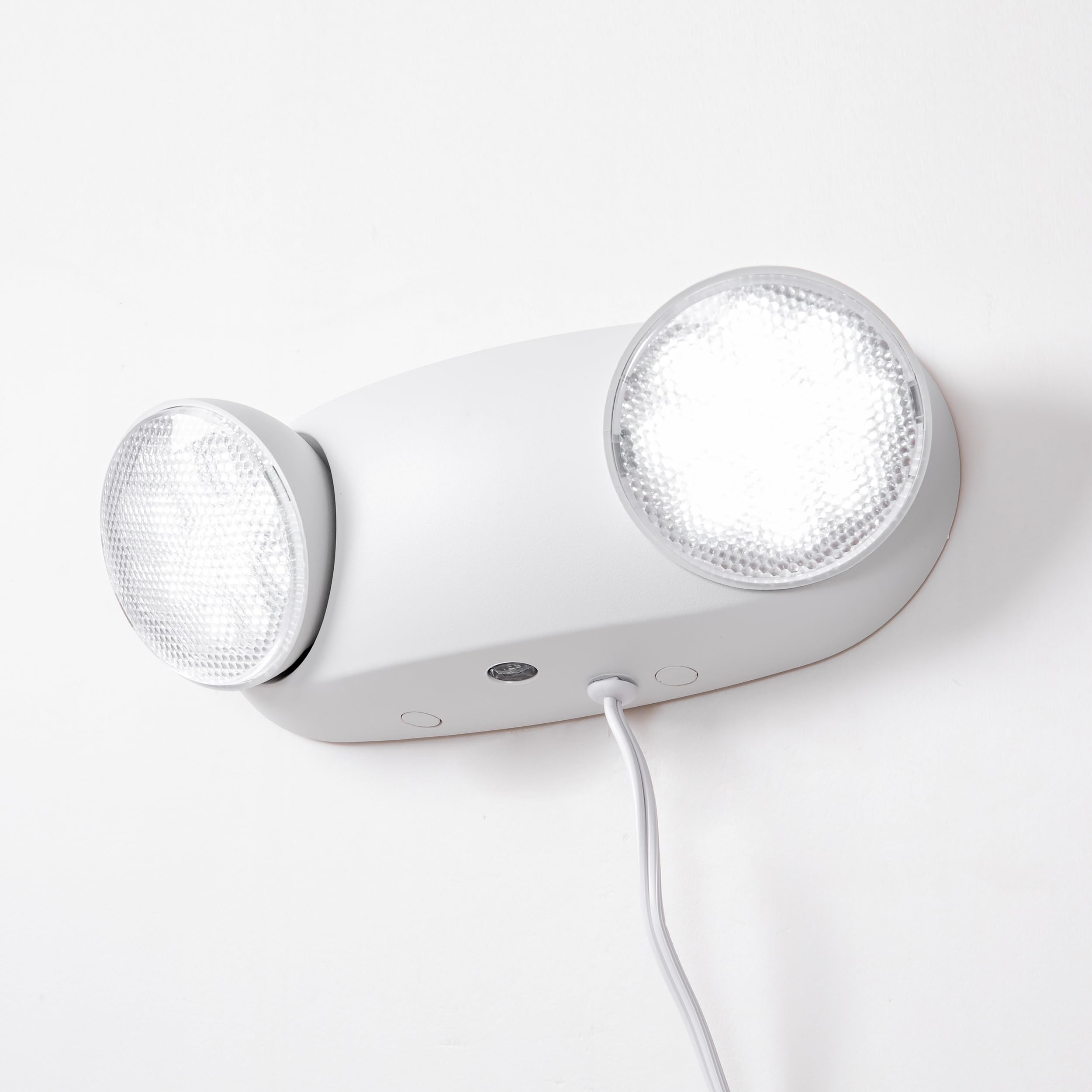 TANLUX LED Emergency Lights - Battery Backup, Round Head, White, Model TL-EM239WH-Plug, for Home & Business, AC120V Input