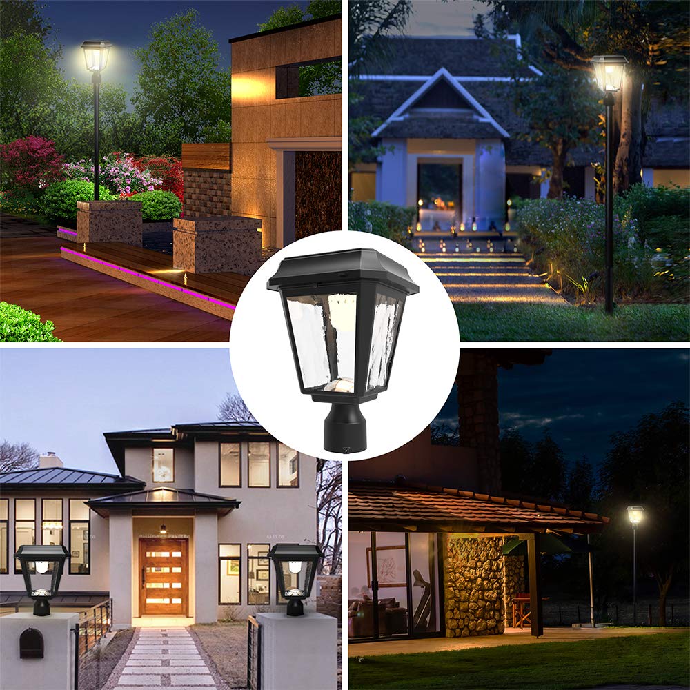 KMC Lighting Solar Lamp Post - Die-Casting Aluminum, 3-inch Fitter Base, Black, Model ST4618Q-A, Outdoor Post Lights