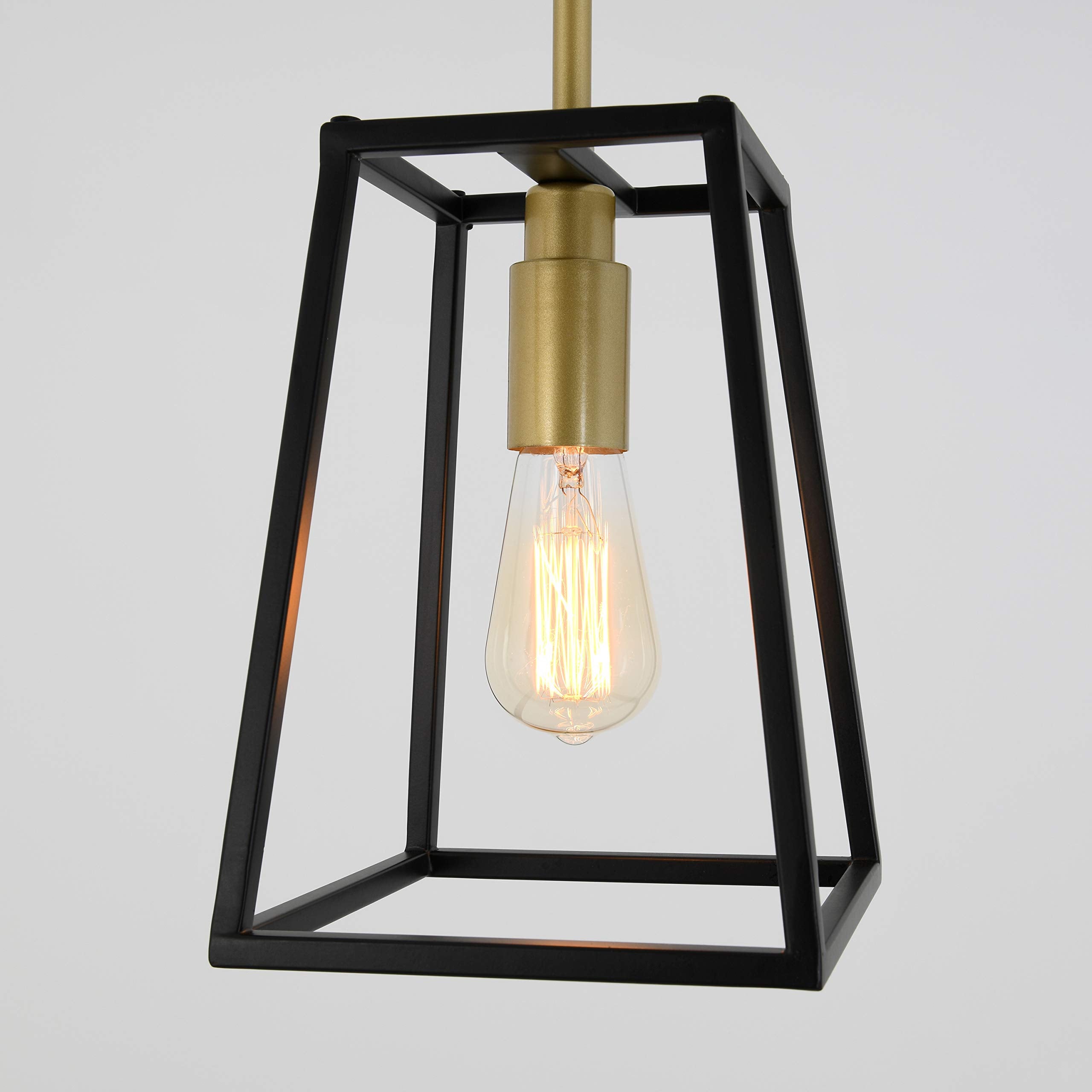 Artika 1-Light Modern Mid-Century Pendant Light Fixture, Black And Gold For Kitchen Island