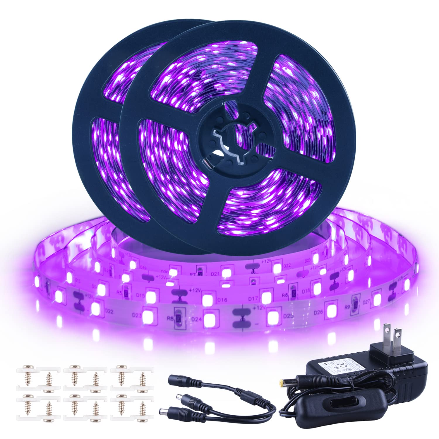 Ontesik Black Light Strip, 40Ft/12M Flexible Uv Black Light With Led Kit, 720Lamp Beads, 12V Uv Black Light, Indoor Dance, Bedroom Decoration,Stage, Birthday, Wedding, Dark Party,Not Waterproof