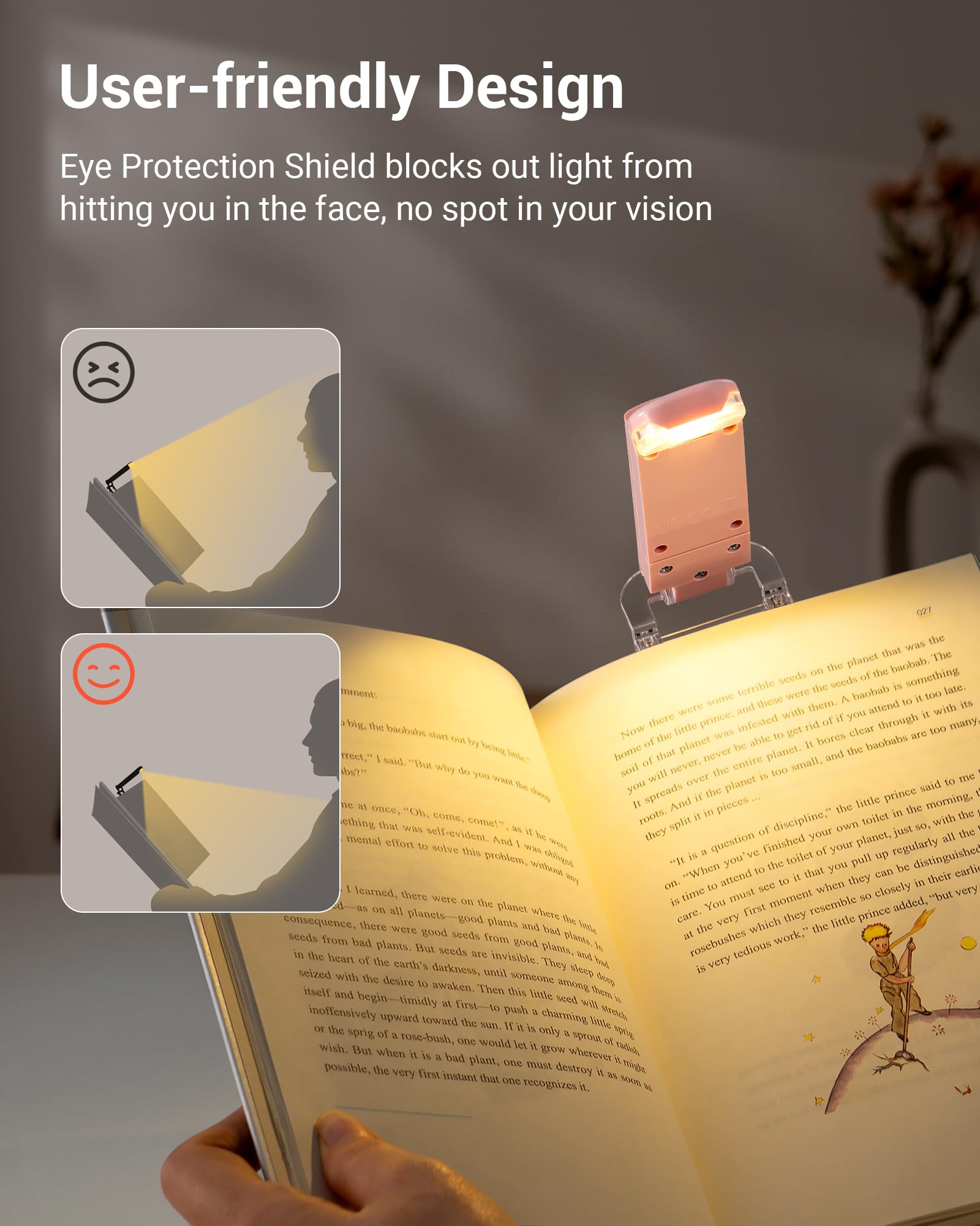 Dewenwils Usb Rechargeable Book Light, Led Clip On Reading Lights For Books In Bed At Night, Portable Bookmark Lamps, Warm White