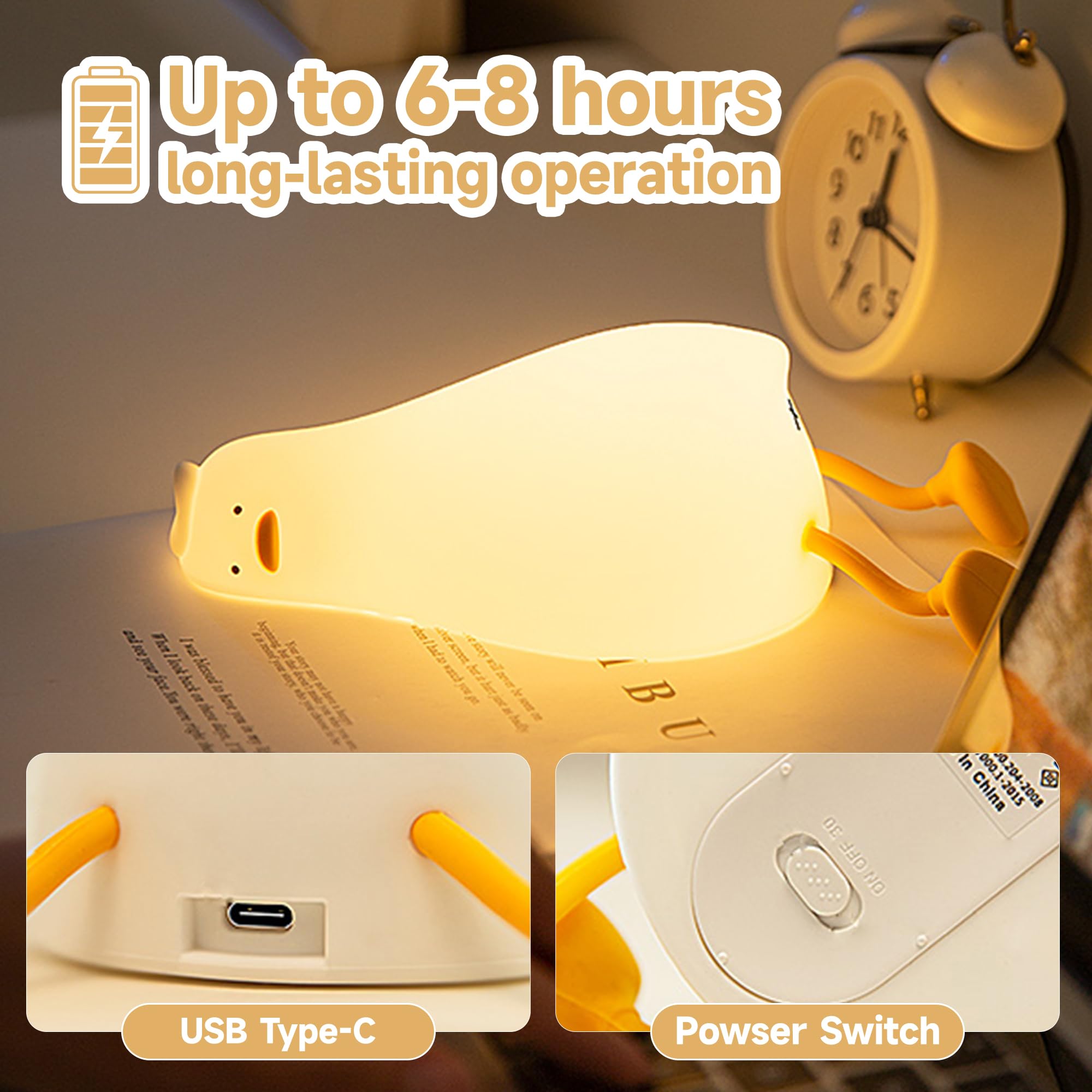 ATCTBOGFS Cute LED Night Light Lamp - Yellow Duck, Toddler/Kids Room Decor, Model ducklamp001
