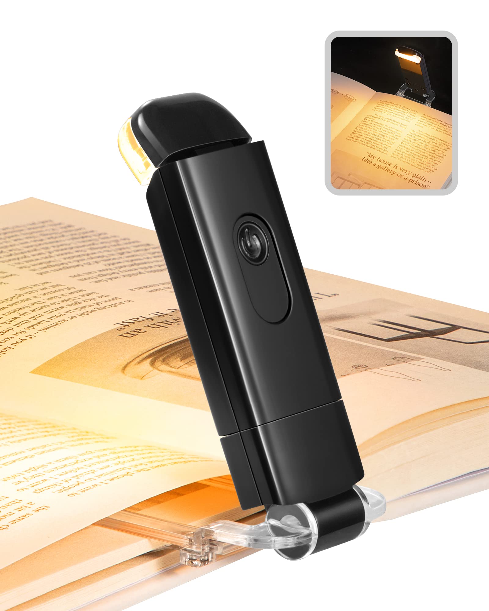 Dewenwils Book Light, Amber Warm Clip On Led With 3 Adjustable Brightness For Eye Protection, Rechargeable Usb Long Lasting Read