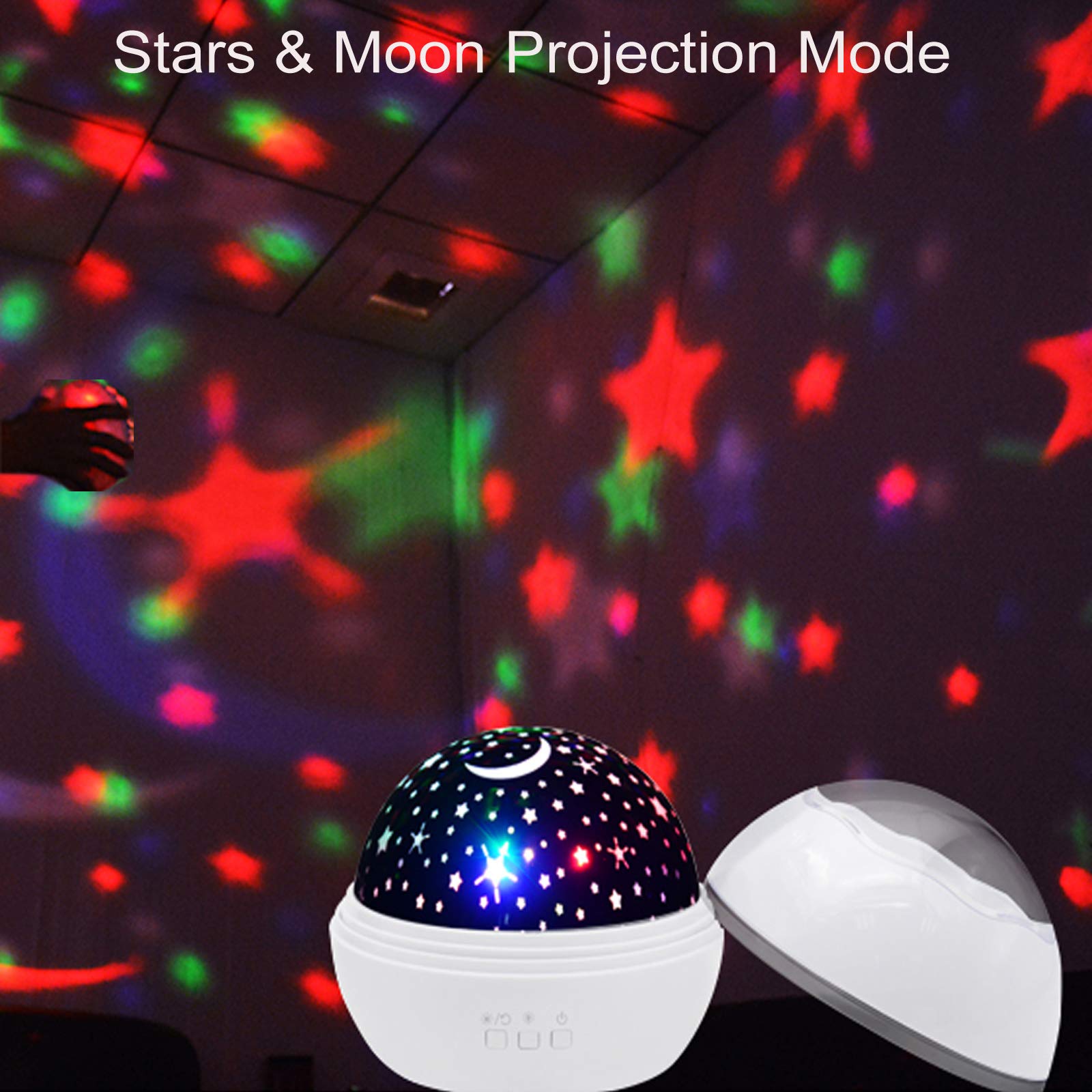 Topepop Star Projector Night Light - Pink 360° Rotating Ocean & Starry Sky Lamp For Kids