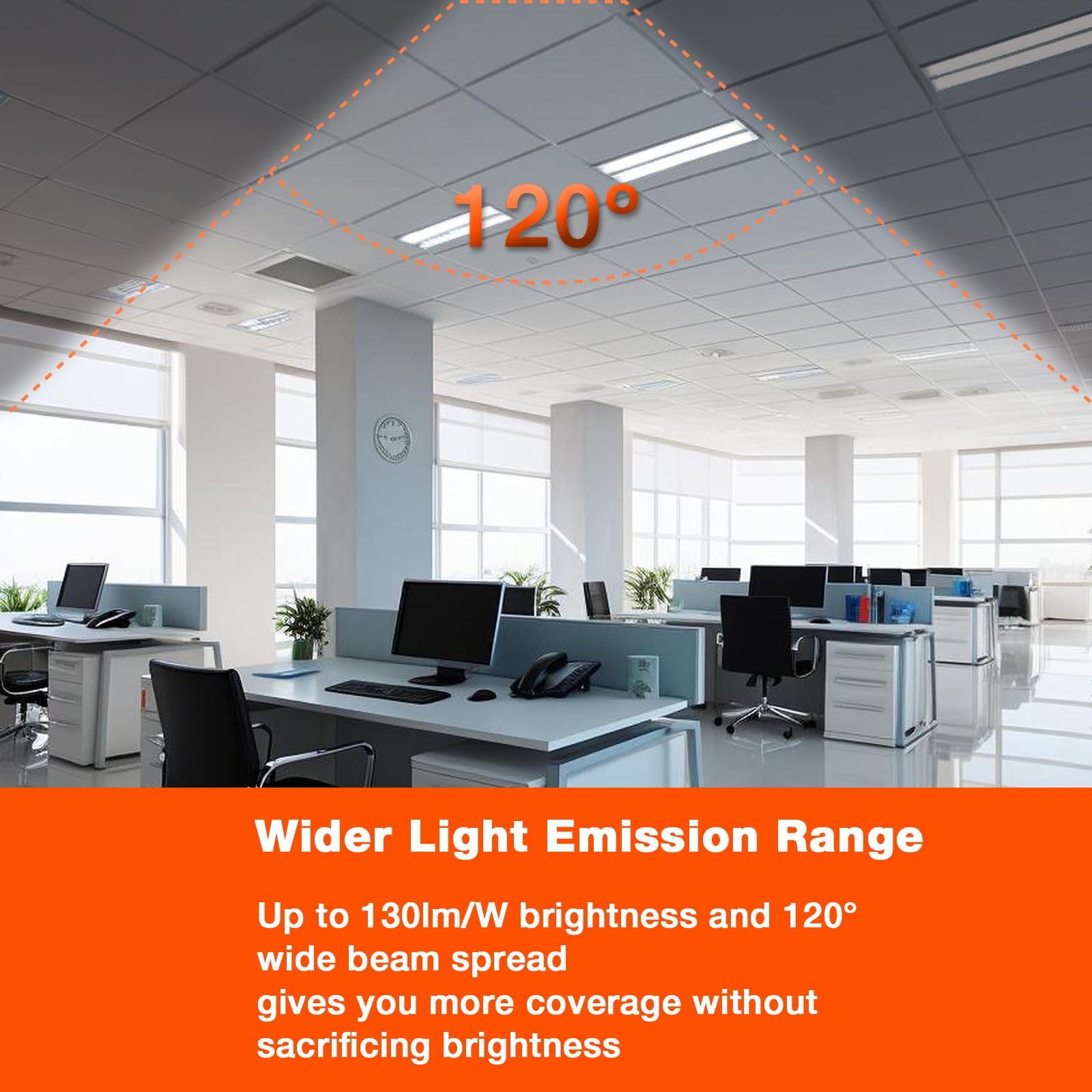 Okq 2X2 Led Troffer Center Basket Panel,Color Tunable 3500K/4000K/5000K, Watt Adjustable, 30W/35W/40W-Up To 6000Lumens,0-10V Dim