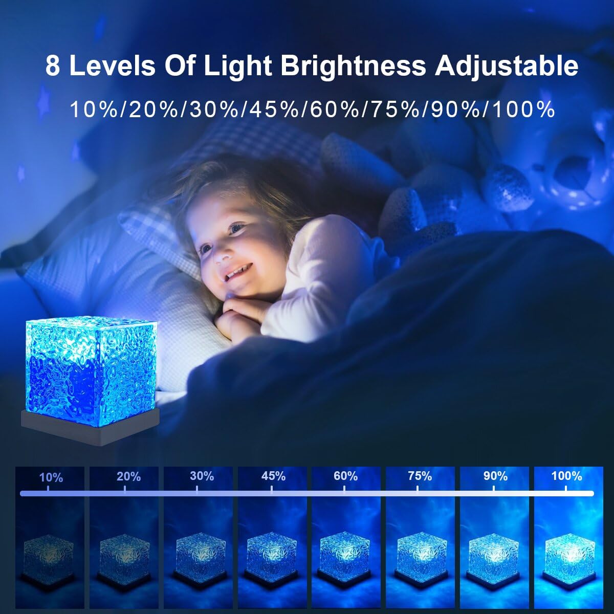 Tgywchy Ocean Wave Projector Lamp,Northern Lights Aurora Projector Light,16 Colors Gradual Rotating Flame Water Lamp,Cube Night