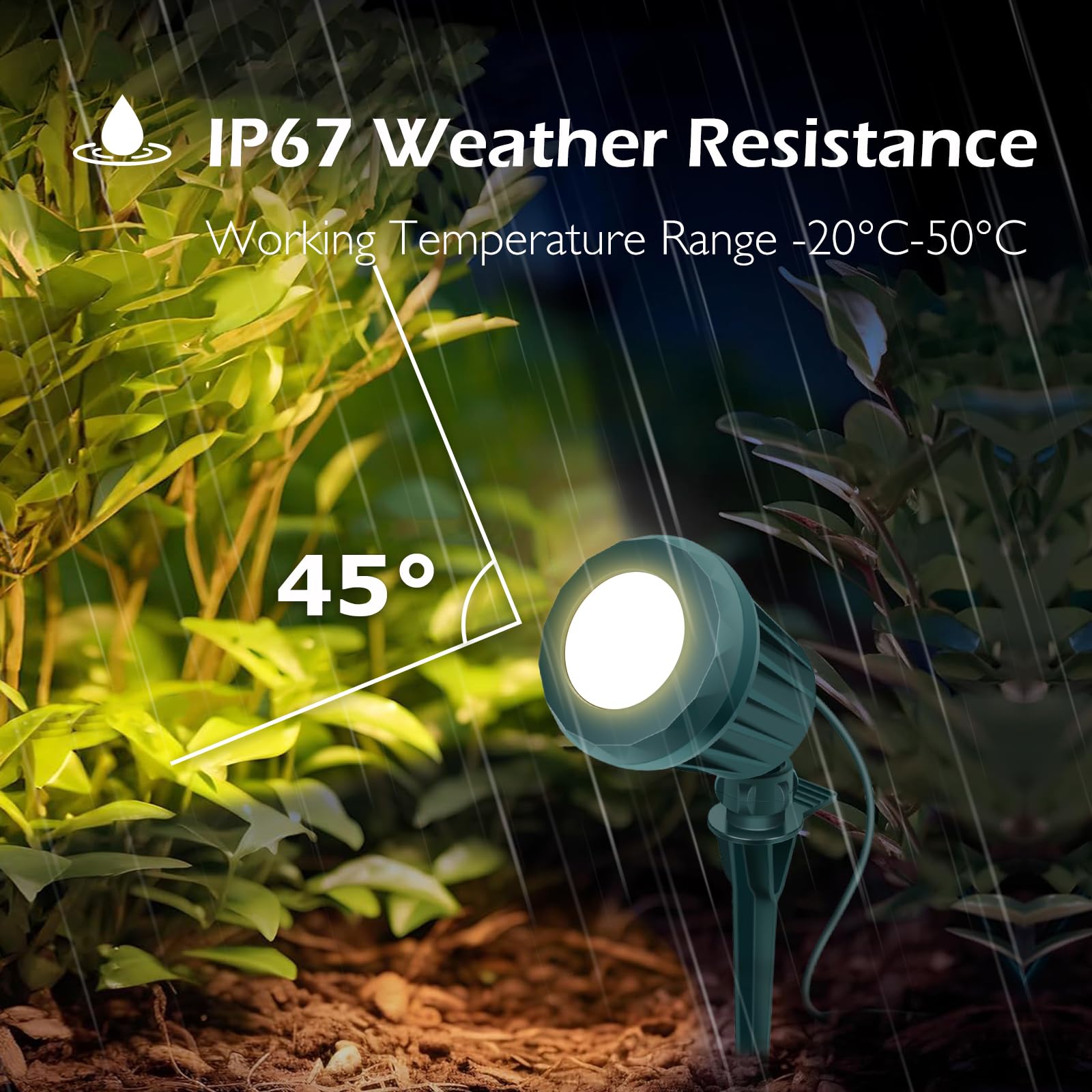 Holeva Spotlight Outdoor, 2700K Warm White Led Landscape Spot Lights With Rgb 3 Multicolor Lenses, Ip67 Waterproof, 120V Plug-In For Holiday & Everyday Decor In Yard Garden Lawn Tree(4 Pack, Green)