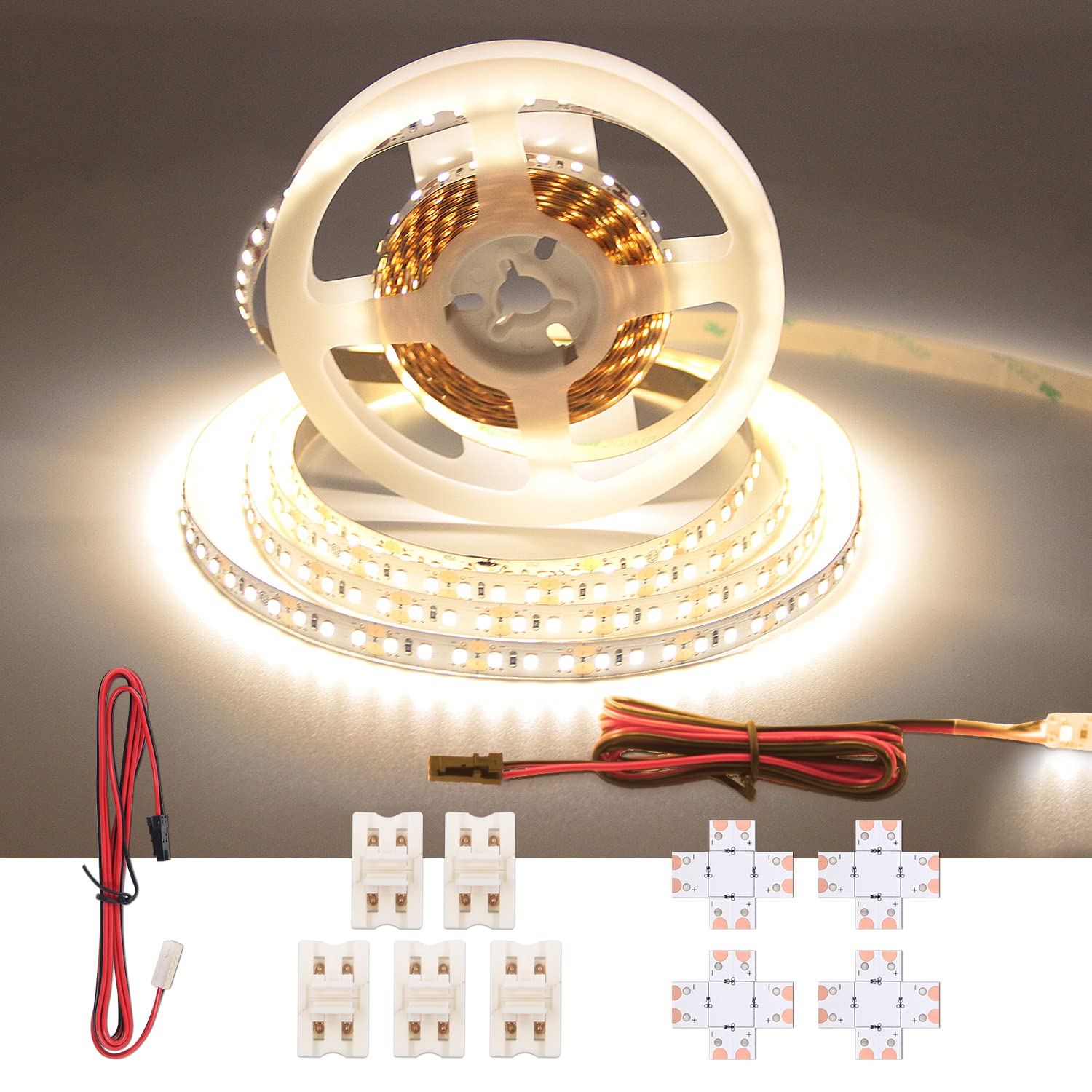 Vst Led Strip Lights Natural White 120Leds/M 1000Lm/M 9.6W/M Led Tape Light 12V 2835 Cuttable Connectable Dimmable Led Strips For Indoor Under Cabinet Etl-Listed,No Driver (4000K-16.4Ft White)