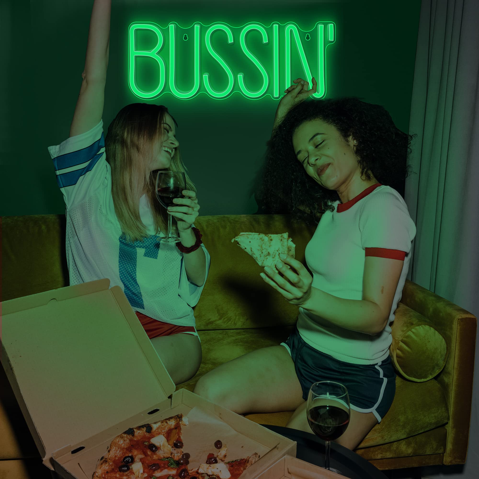 Lumoonosity Bussin Neon Sign - Green Led Light For Gamers/Streamers - 16.9 X 6.5 Inches - On/Off Switch - Trendy Wall Decor