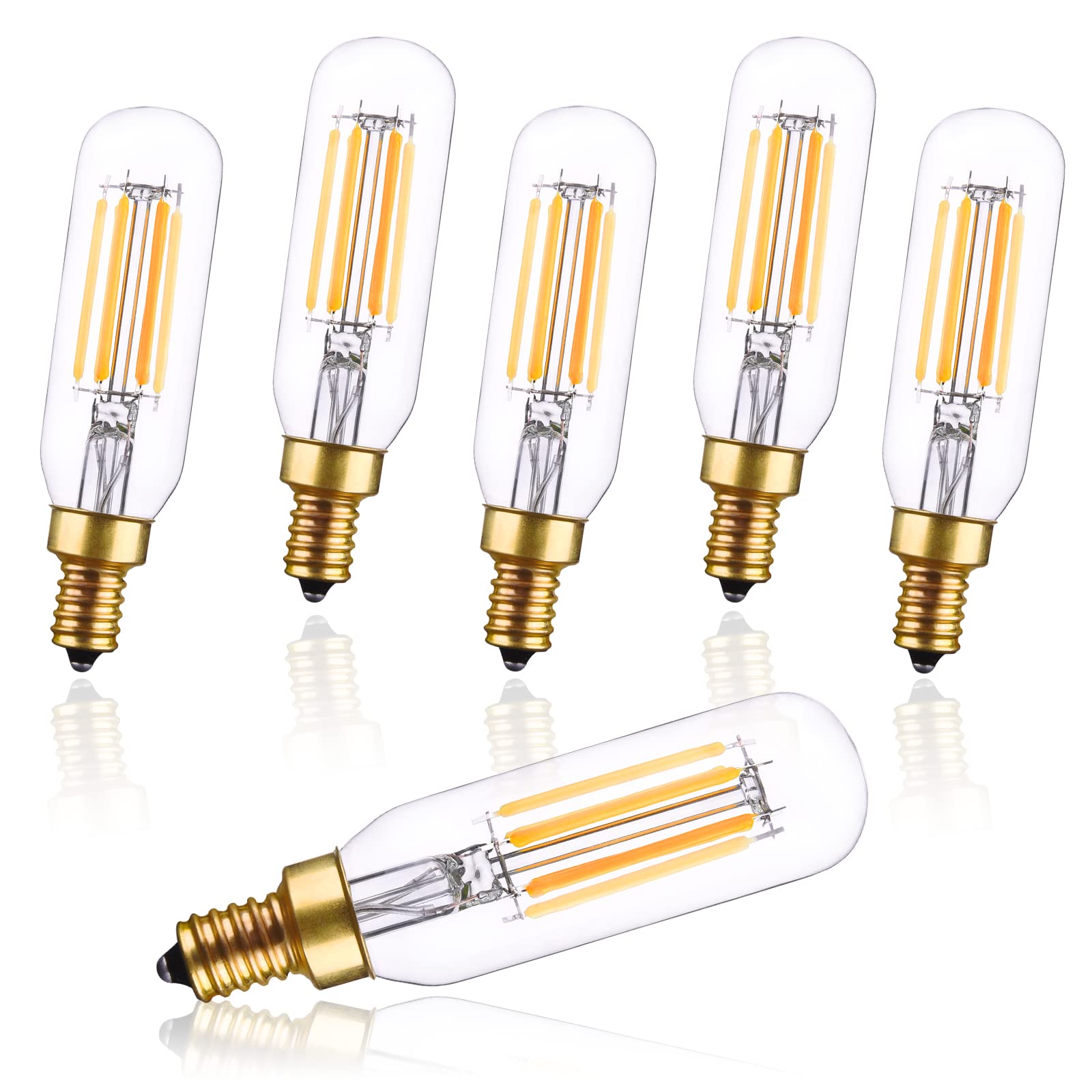 Create Bright Vintage Led Edison Bulbs E12 Candelabra Dimmable Light Bulbs T6 T25 80W Equivalent,2700K Warm Light,3.58 Inch,6-Pa