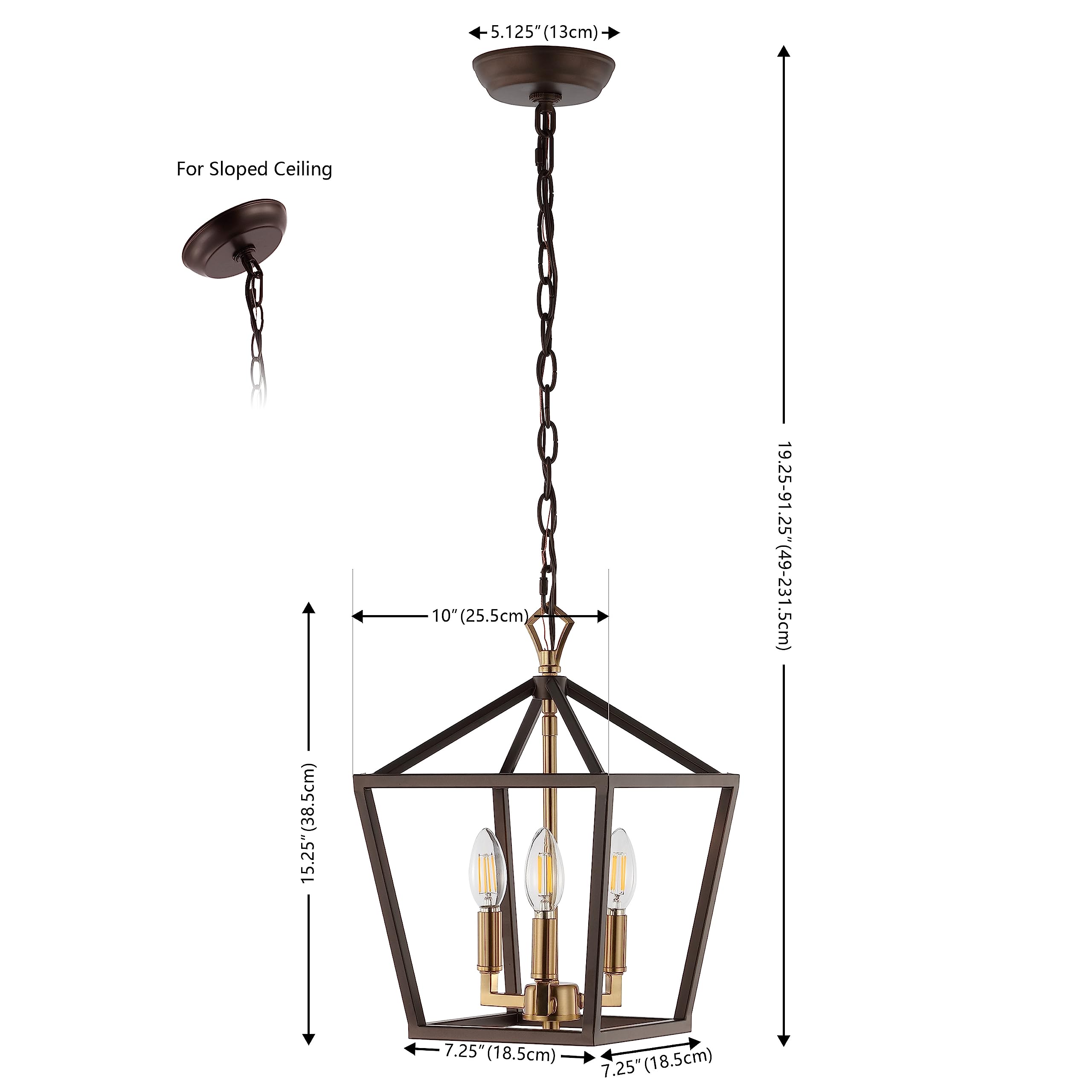 Jonathan Y Jyl7601D Pagoda 10'' 3-Light Iron Classic Modern Lantern Bohemian, Cottage, Farmhouse, Rustic, Transitional Led Penda