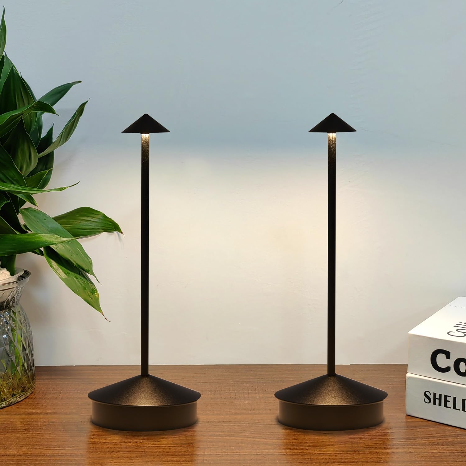 Simisand Rechargeable Cordless Table Lamp Set of 2, 6000mAh, Portable LED Touch Lamp, Black, Model 1809