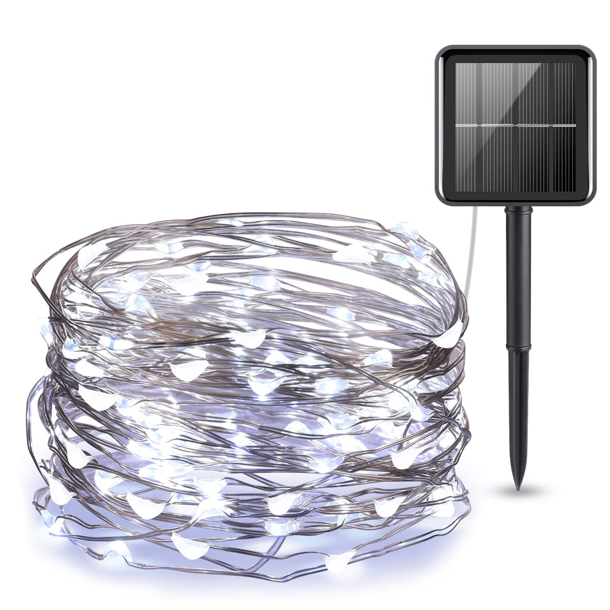 AMIR Solar String Lights 120 LED 39ft Copper Wire Waterproof White SL90W