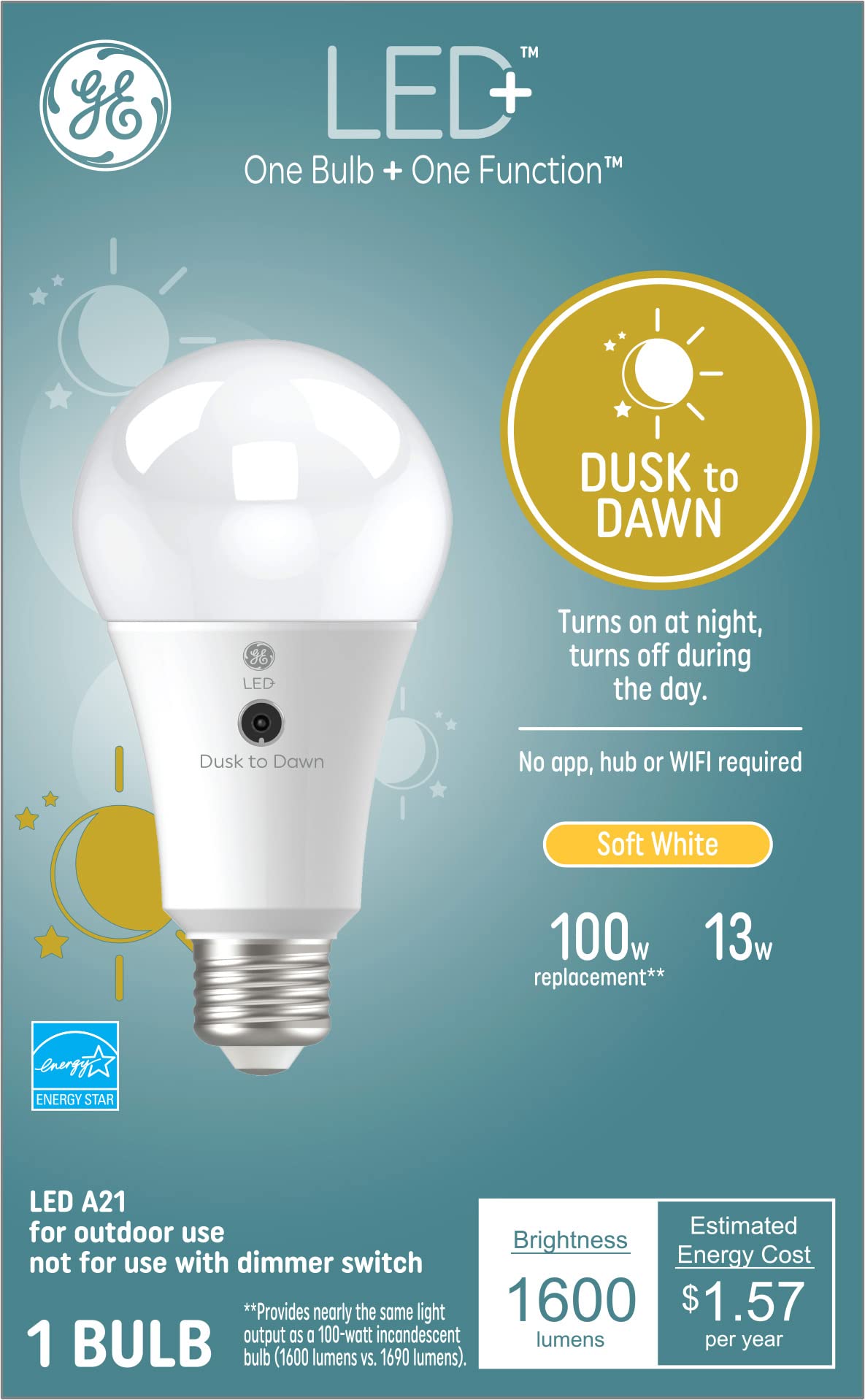 General Electric Led+ Dusk To Dawn Soft White A21 (1-Pack)