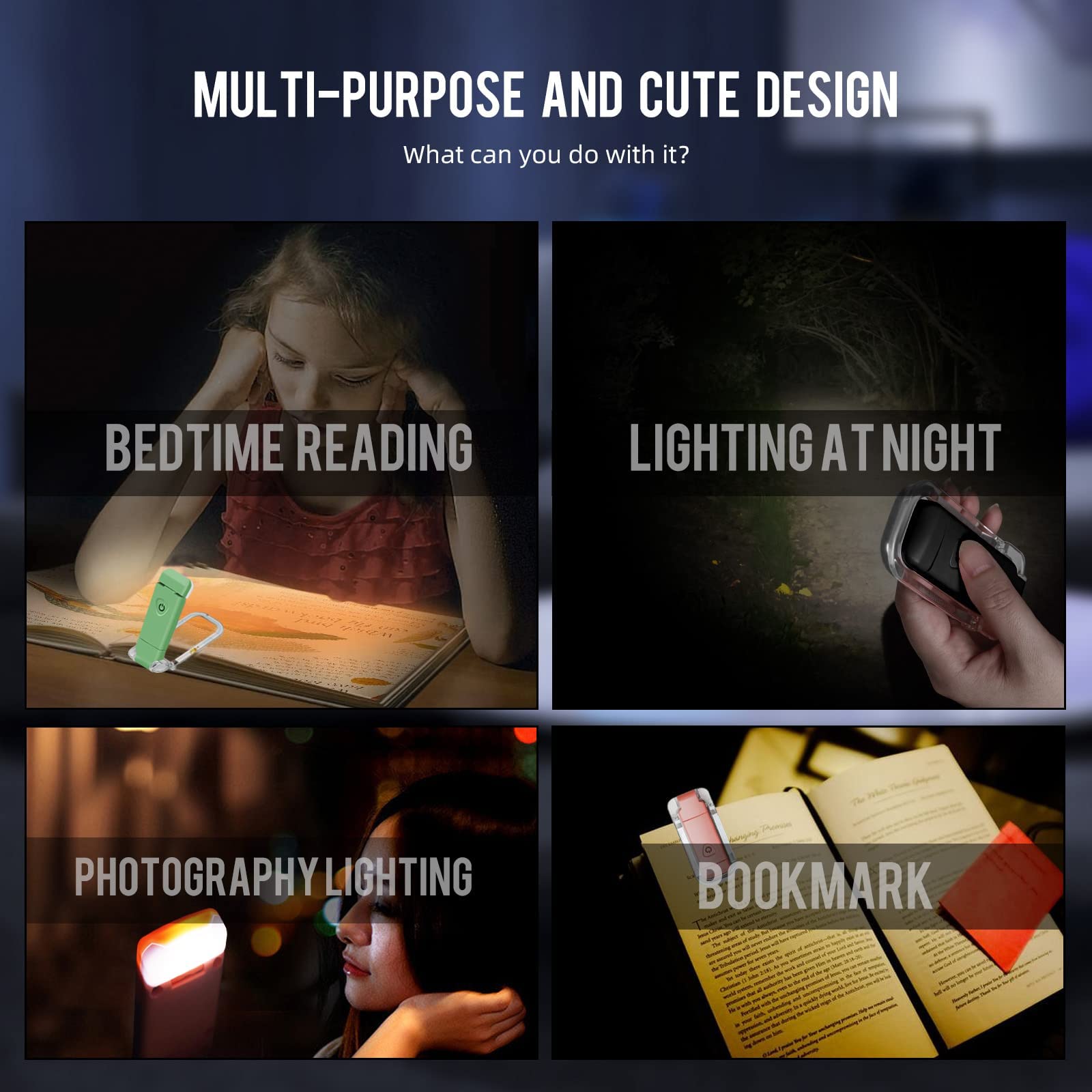 Egwaser Portable Usb Rechargeable Led Book Reading Light - 3 Brightness Levels, Eye-Protection, Clip-On Design, Black