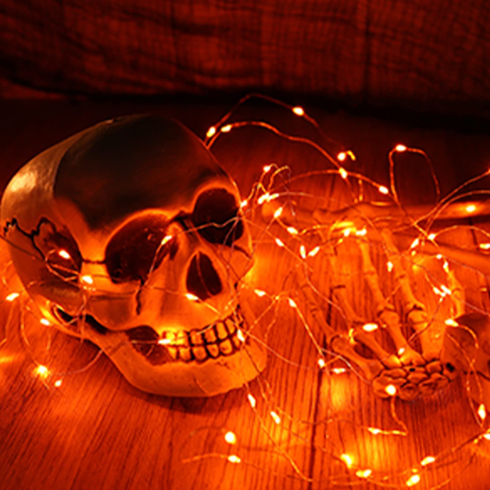 Yiaht 12 Pack Orange Halloween Lights, Battery Operated, 7 Feet, 20 LED, Waterproof Mini String Lights for Indoor/Outdoor Decorations