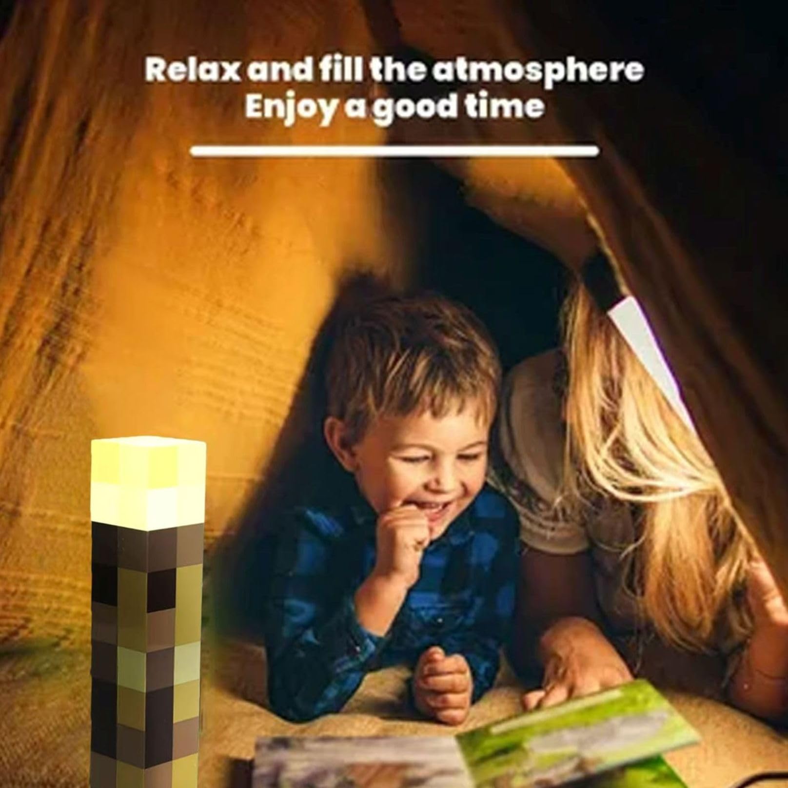 wioilyoy LED Torch Light - 7 Colors Night Light, USB Charging, 11x2.2x2.2 inches, Brown, Plastic, Model 1 for Kids Bedroom Decor