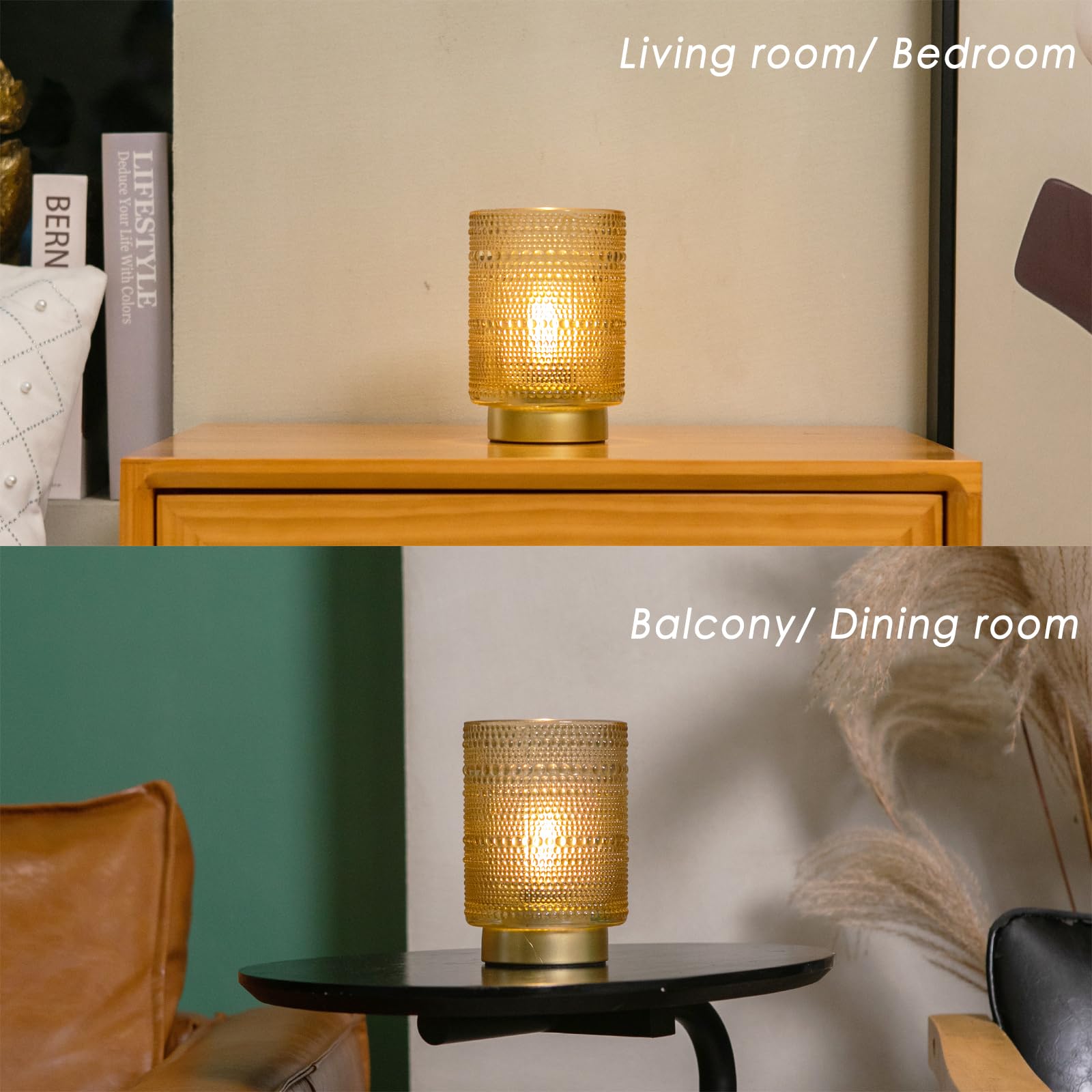 Ularoom Battery Operated Lamp With Timer, Cordless Battery Powered Table Lamps Portable Led Small Lamp For Bedside Living Room Bedroom Decor(Golden Amber)