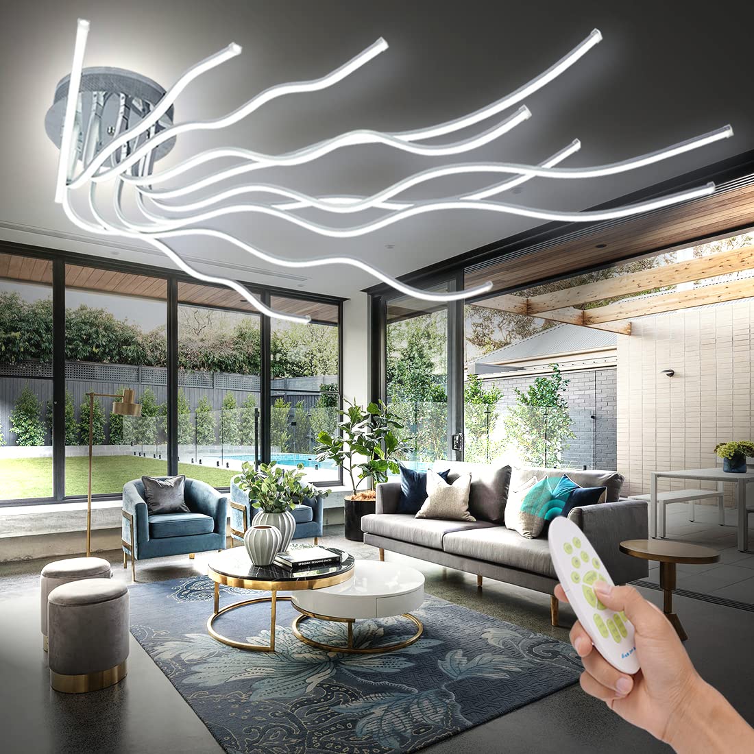 SHIANDAR Modern Led Ceiling Light Fixture  55.11 Modern Ceiling Light for Living Room Light Fixture Elegant Large Flush Mount Dimmable Lamparas de Techo Modernas 10-Light