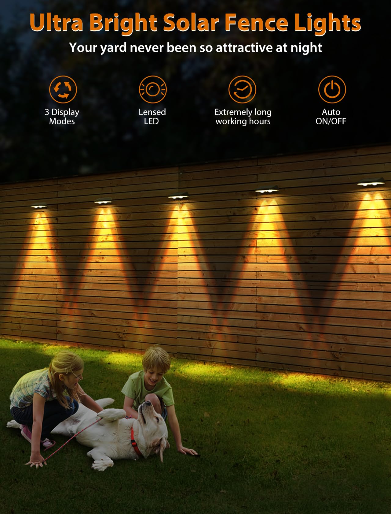 Solar Fence Lights ,Warm White & Cold White & Mixed Color 3 Modes Bright Lens Led Dusk To Dawn Deck Light, Fence Solar Lights Outdoor Waterproof,Solar Outdoor Lights For Backyard/Railing/Wall (4Pack)