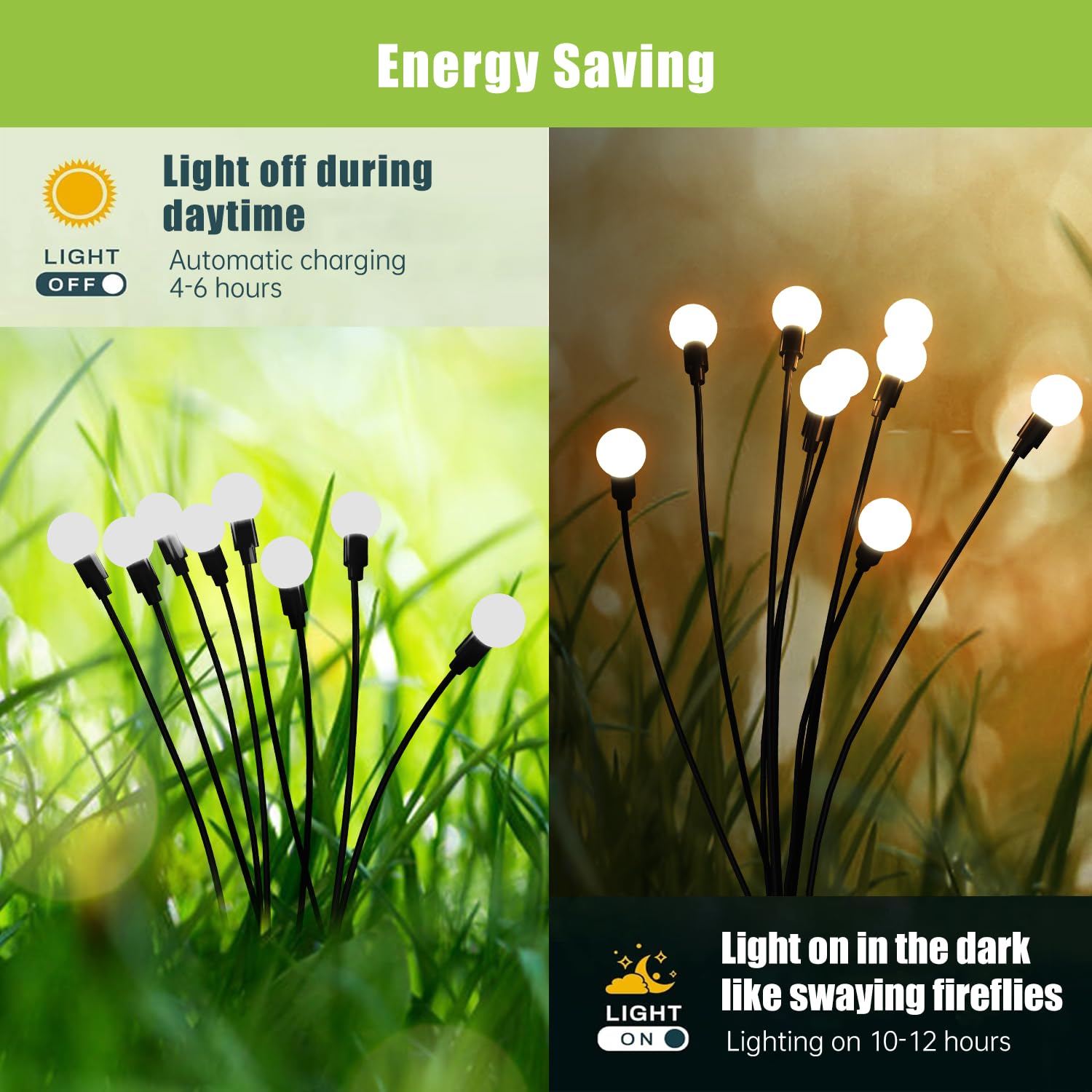 Flumy Solar Lights For Outside - 4 Pack Warm White Waterproof Garden Decor, Firefly Lights