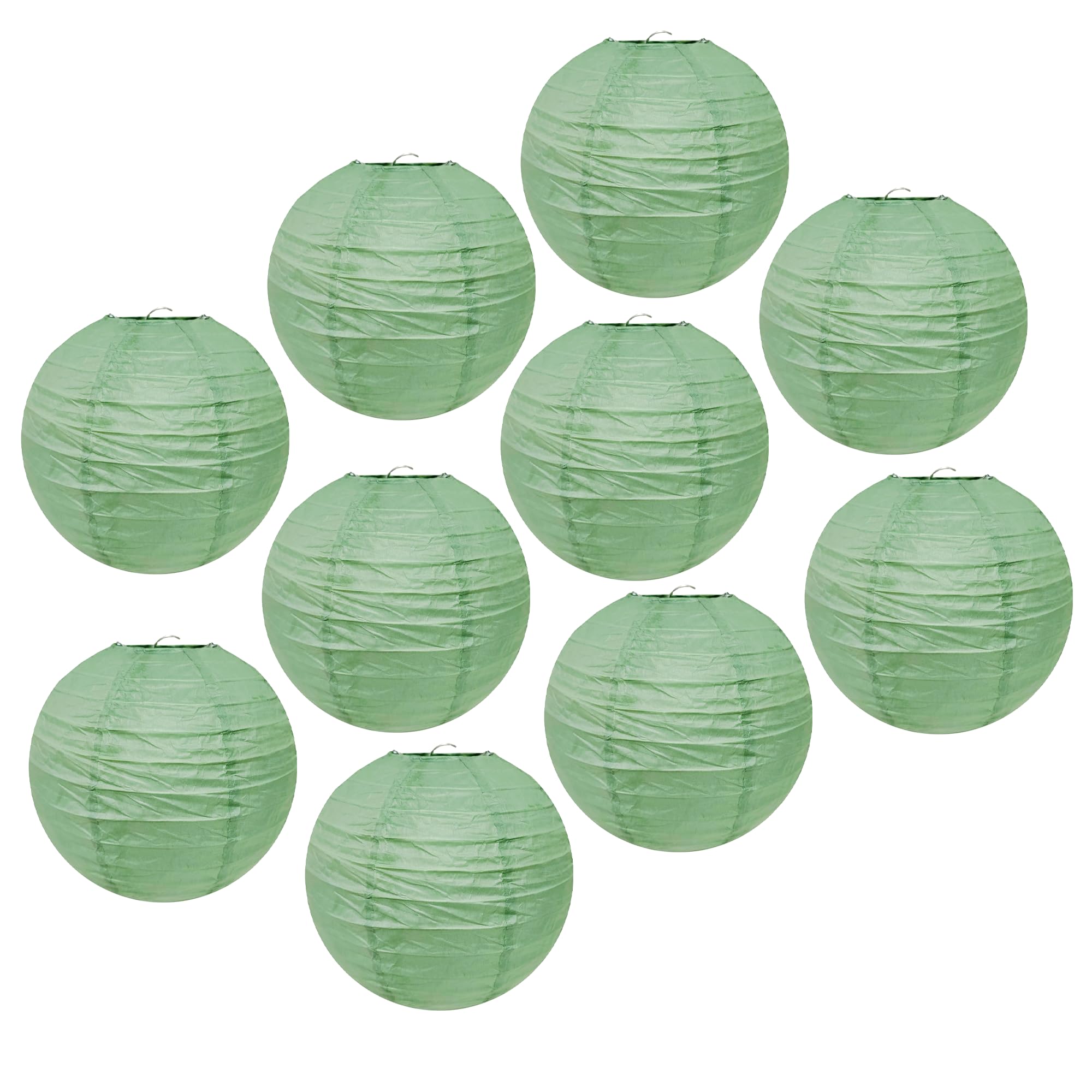Mudra Crafts Sage Green Paper Lanterns Wedding Party Decorations - 12 In 10 Round Japanese Chinese Lanterns Decorative Hanging C