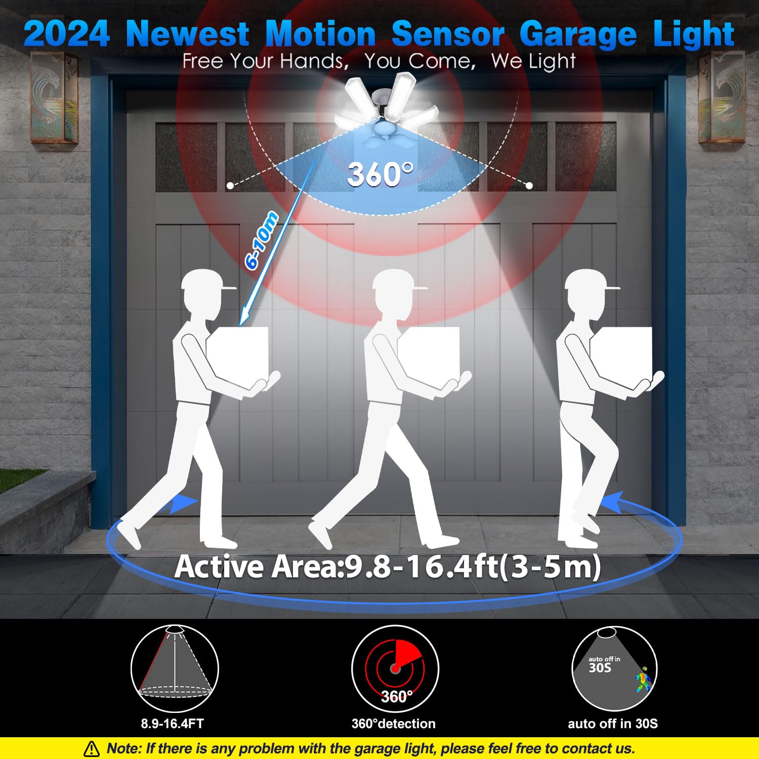 Motion Sensor Garage Light 2 Pack, 18000Lm Ultra Bright Motion Sensor Light Indoor, 180W Deformable Garage Motion Sensor Light,