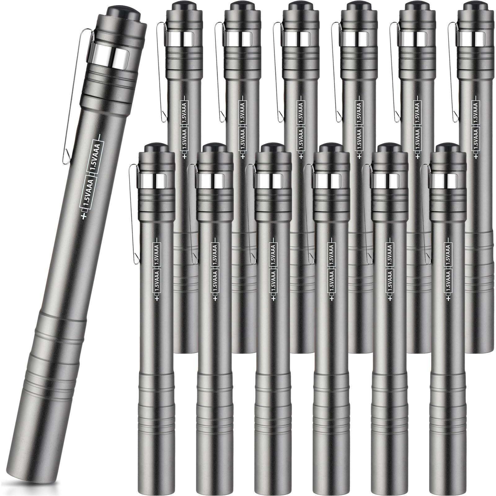 Tujoe 12 Pack LED Penlight Bulk, Pocket Flashlight with Clip, Aluminum Pen Flashlights Mini Pen Light for Nurses Hospital Outdoo
