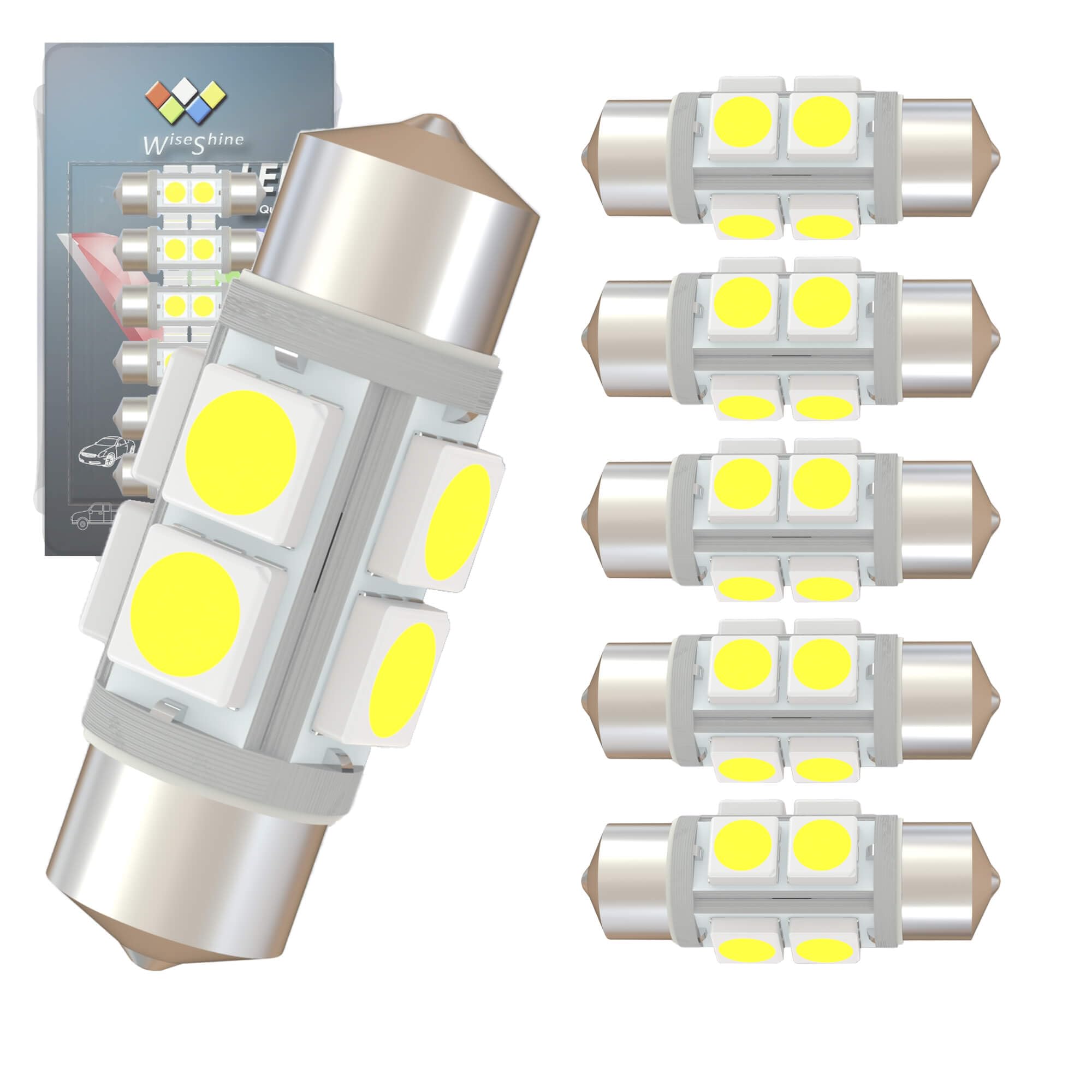 Wiseshine DC 12V 36mm 6418 6411 Festoon LED Bulb Extremely Super Bright 6000K White C5W LED Bulbs for Automotive Interior Readin
