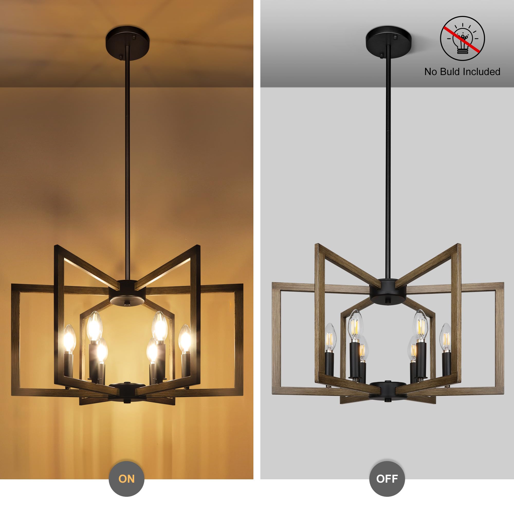 Klgxnrd 6-Light Modern Farmhouse Pendant Lights For Kitchen Island, Vintage Geometric Dining Room Lighting Hanging, Industrial C