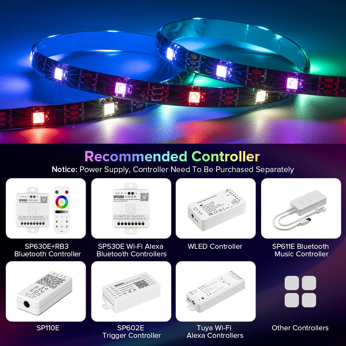 Sezo Ws2812B Led Strip Light 16.4Ft 30Pixel/M 150Leds Dc5V Individual Addressable Led Strip Smd5050 Rgb Dream Color Programmable