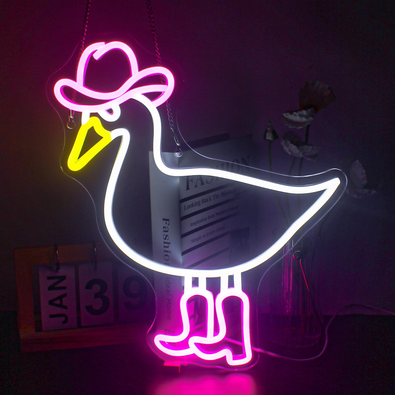 DREAMFORT Duck Neon Sign - USB Pink LED Wall Decor - 32.5 x 38 cm - Model DO-Duck