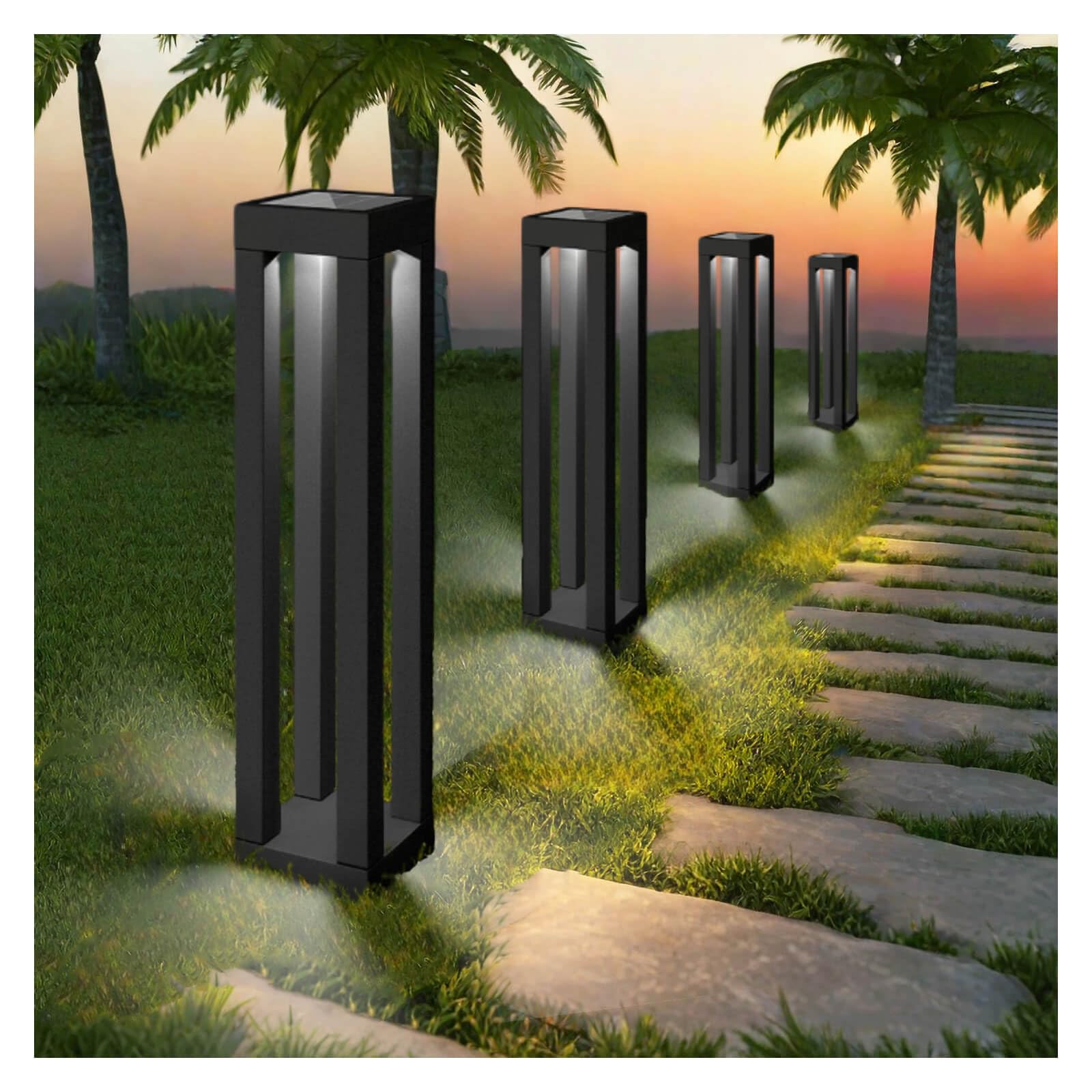 Solar Powered Outdoor Floor Lamp, Stainless Steel Solar Street Lights, Solar Floor Lamp Waterproof Deck Lights For Garden, Yard,