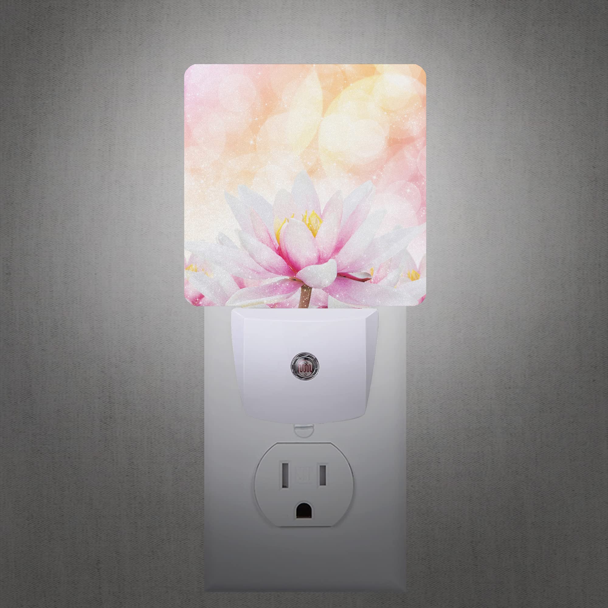 Smoaffly LED Night Light - Pink Water Lily Lotus, Auto Sensor Dusk-to-Dawn Lamp for Nursery, Model XD-FXYD-LST12