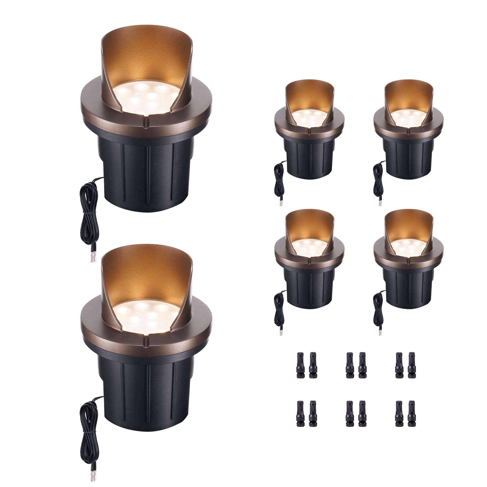 Varmtalys Landscape Well Light, LED Low Voltage In Ground Lights, IP67 Waterproof 12V Outdoor, Single Side 6W 420LM Aluminum ORB