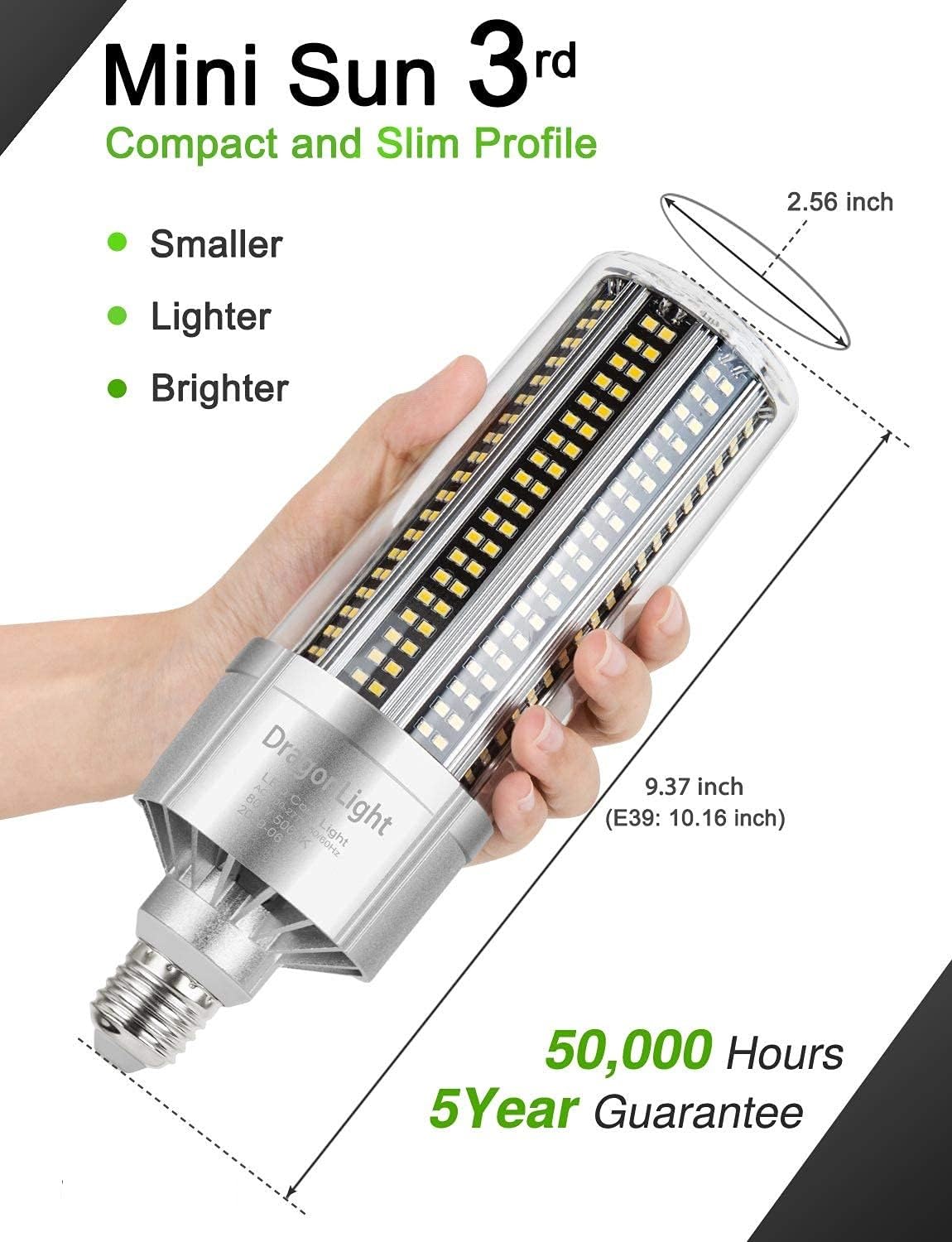 Dragonlight 80W Commercial Grade Corn Led Light Bulb(600 Watt Equivalent) E26/E39 Large Mogul Base Led Lamp 5000K Daylight 9,600