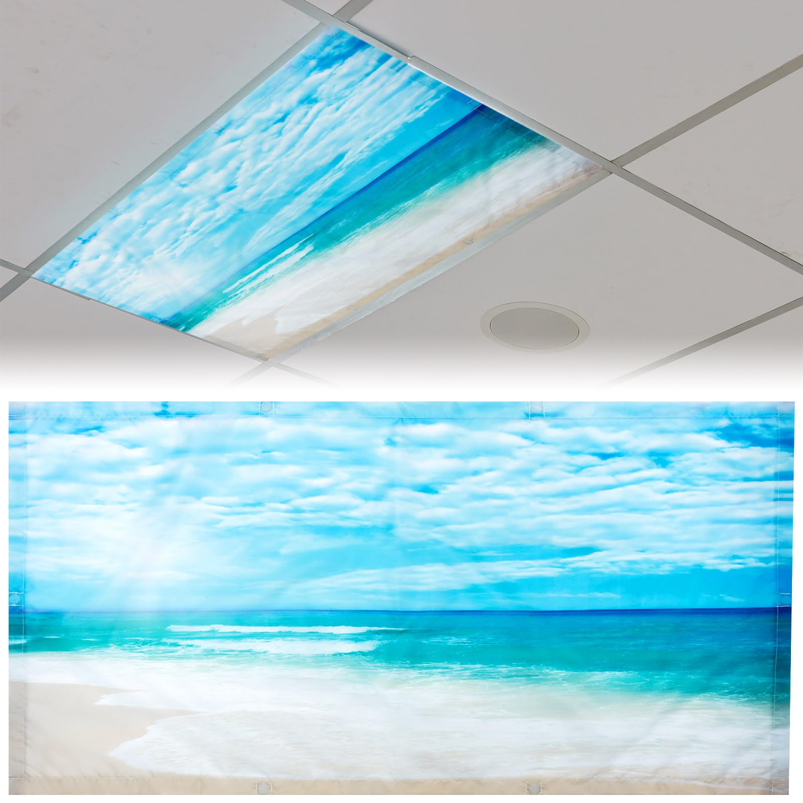 Patelai Fluorescent Light Cover with 10 Magnets, 4 x 2 Feet, Sea Wave, Model PT-Patelai-3154